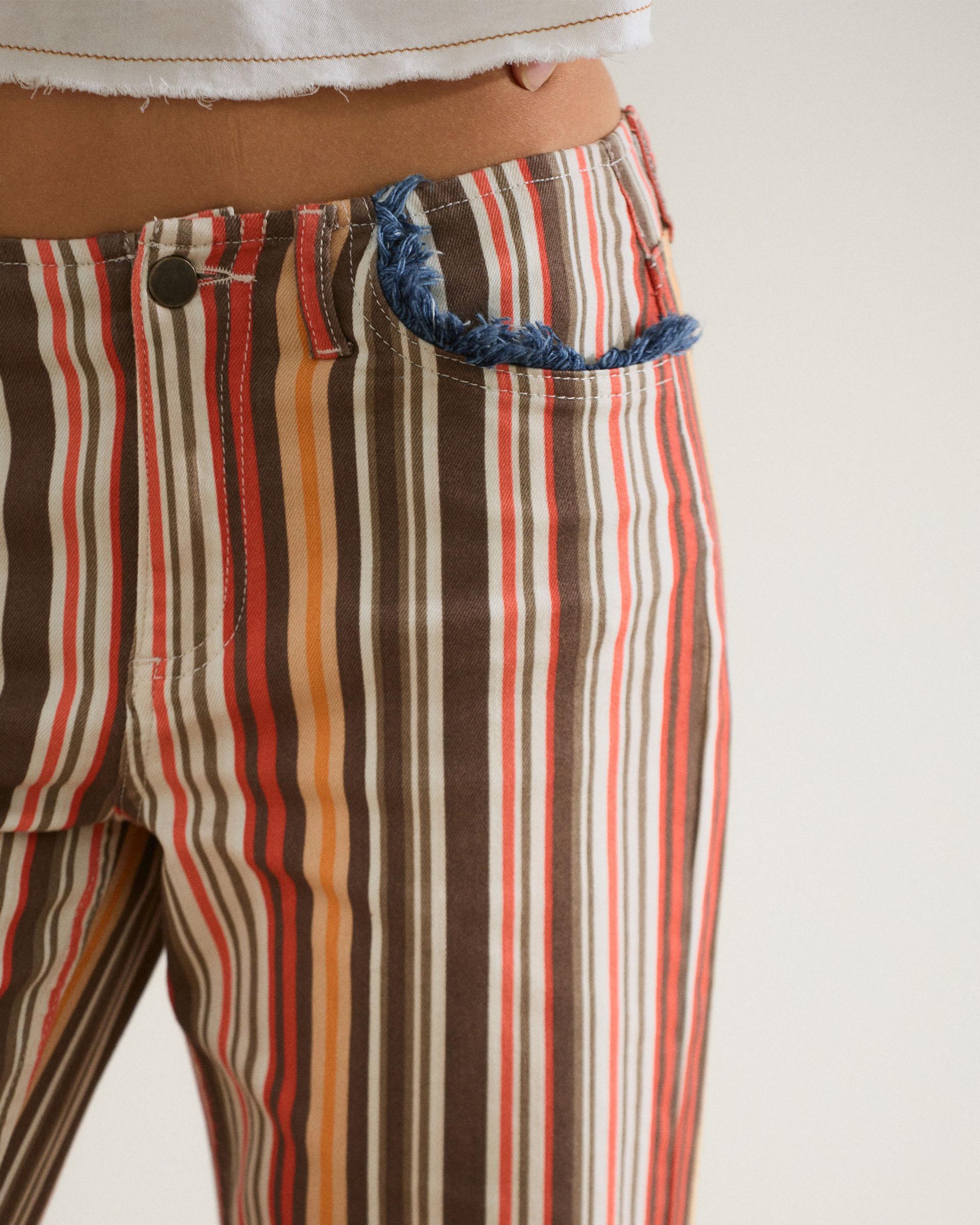 Jeans Desflecados Rayas Multicolor