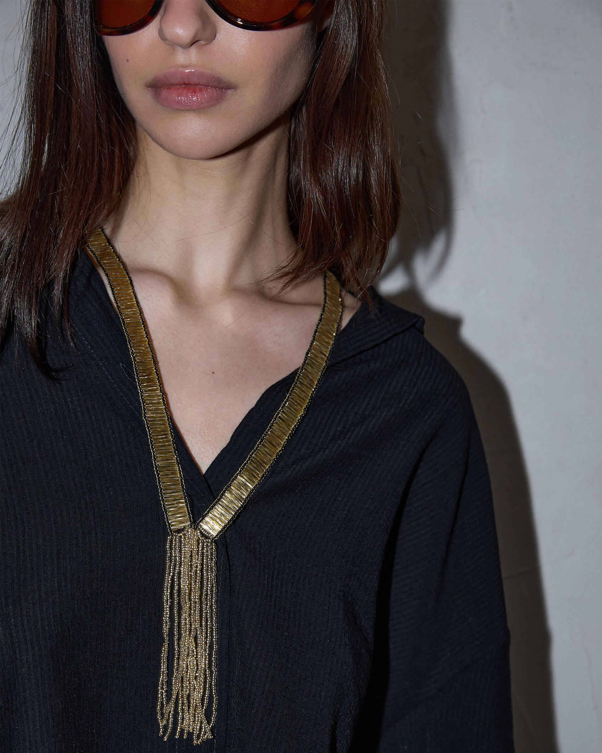 Camisa Tejido Plisado Negro