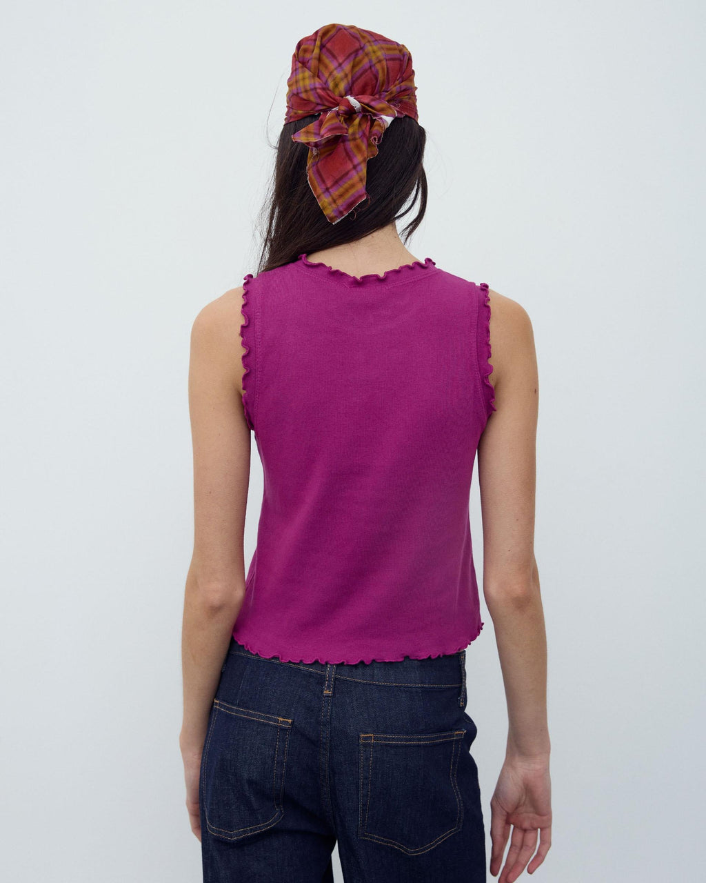 Camiseta Ribetes Ondulados Fucsia