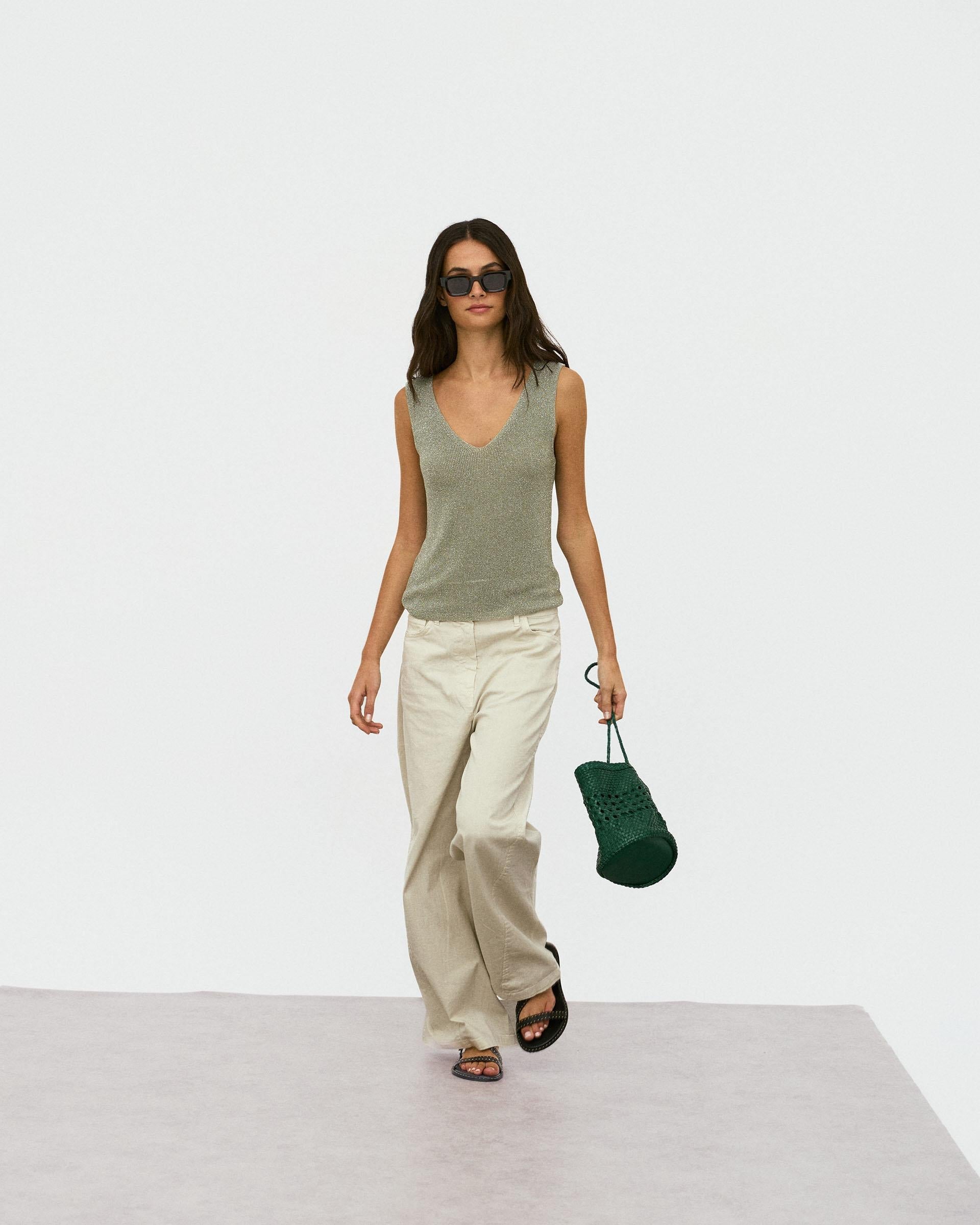 Top Tirantes Lurex Verde
