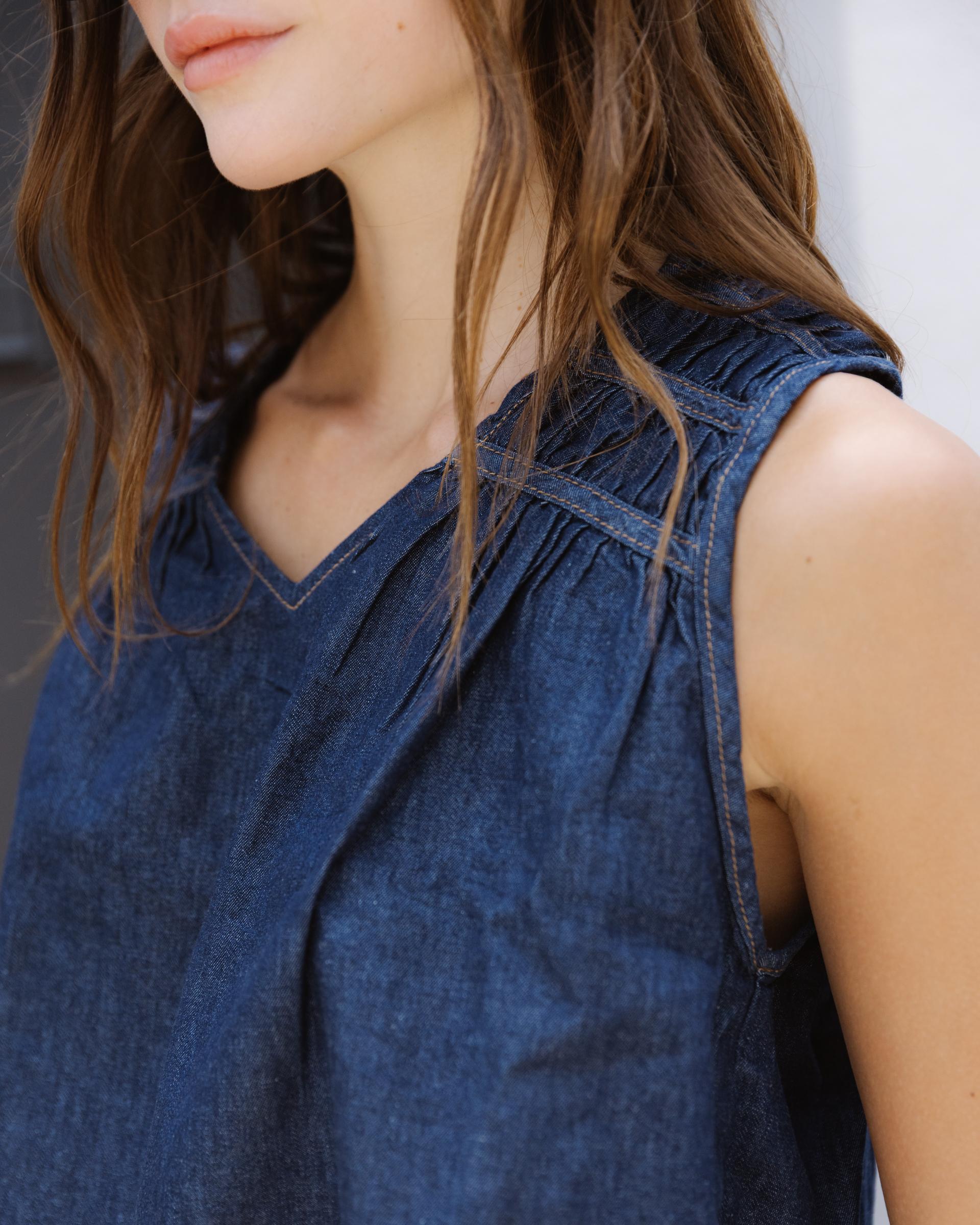 Top Gomas Denim Azul