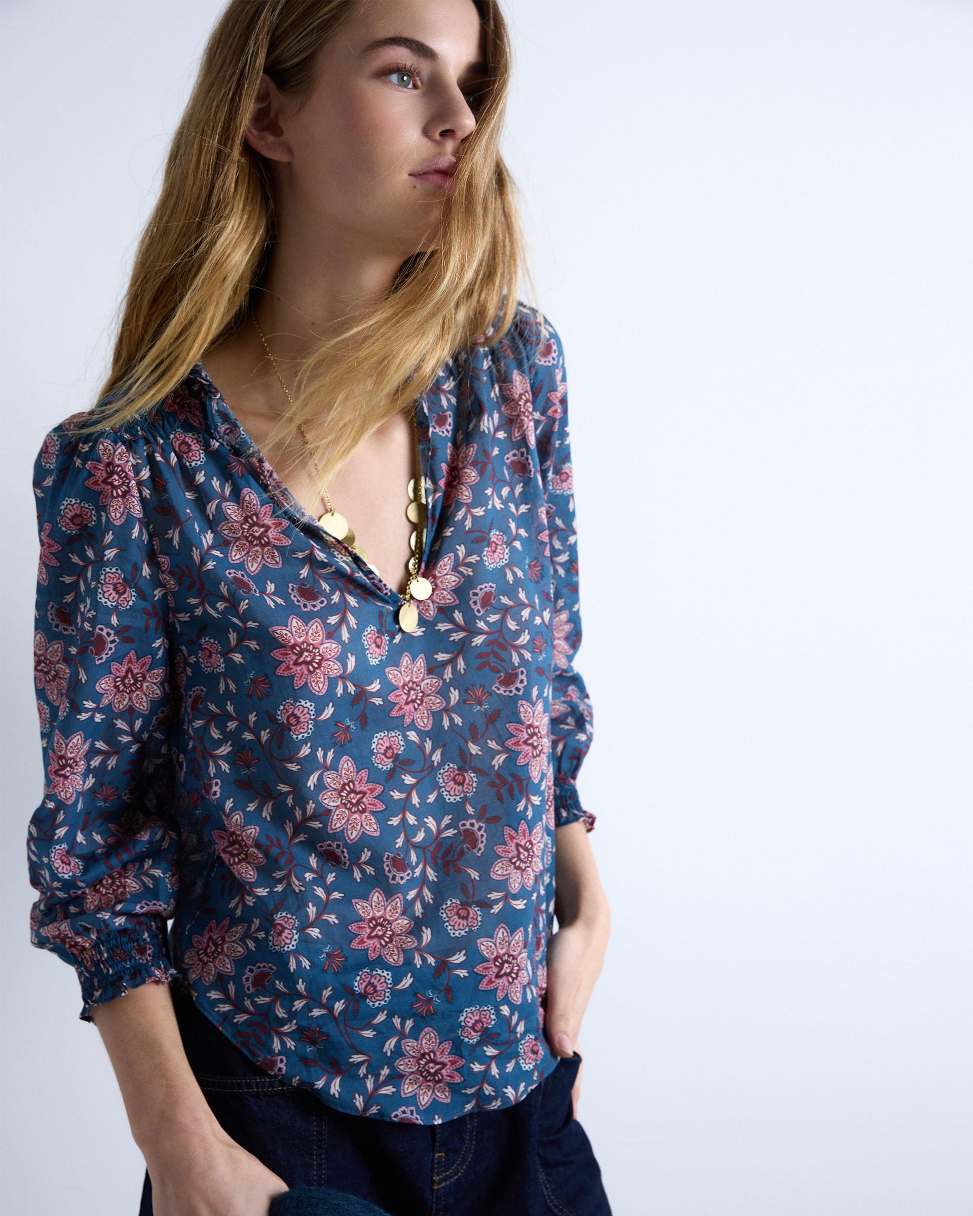 Blusa Estampado Floral Azul