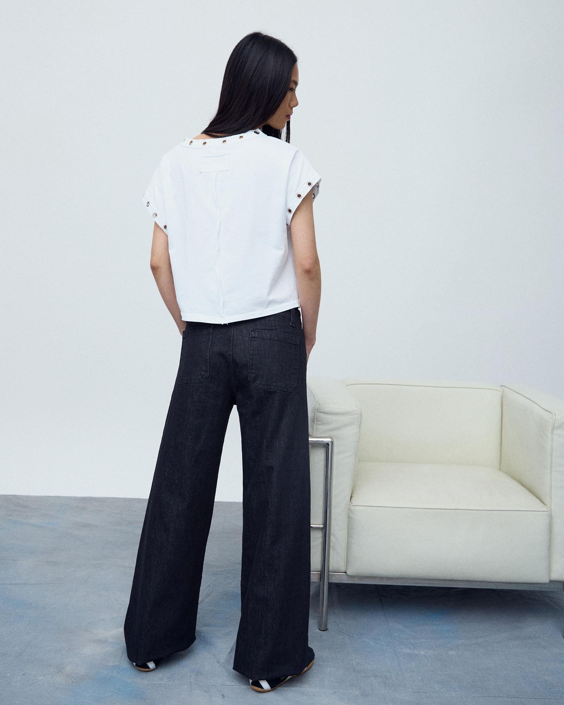 Camiseta Manga Corta Eyelets Blanco