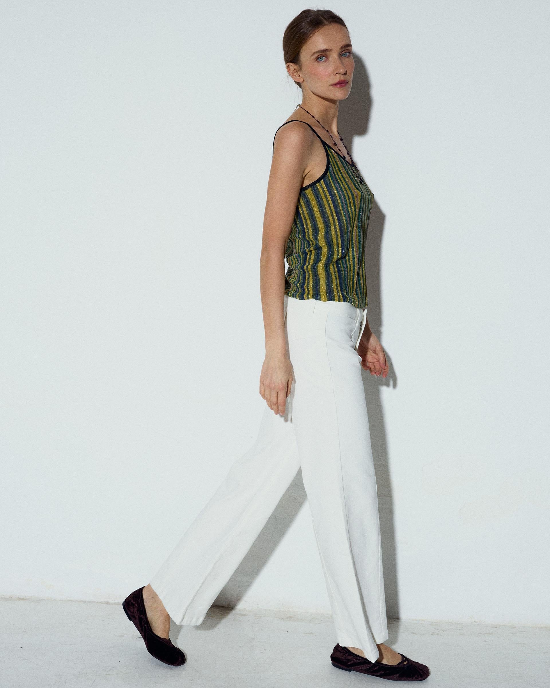 Top Rayas Colores Lurex Verde