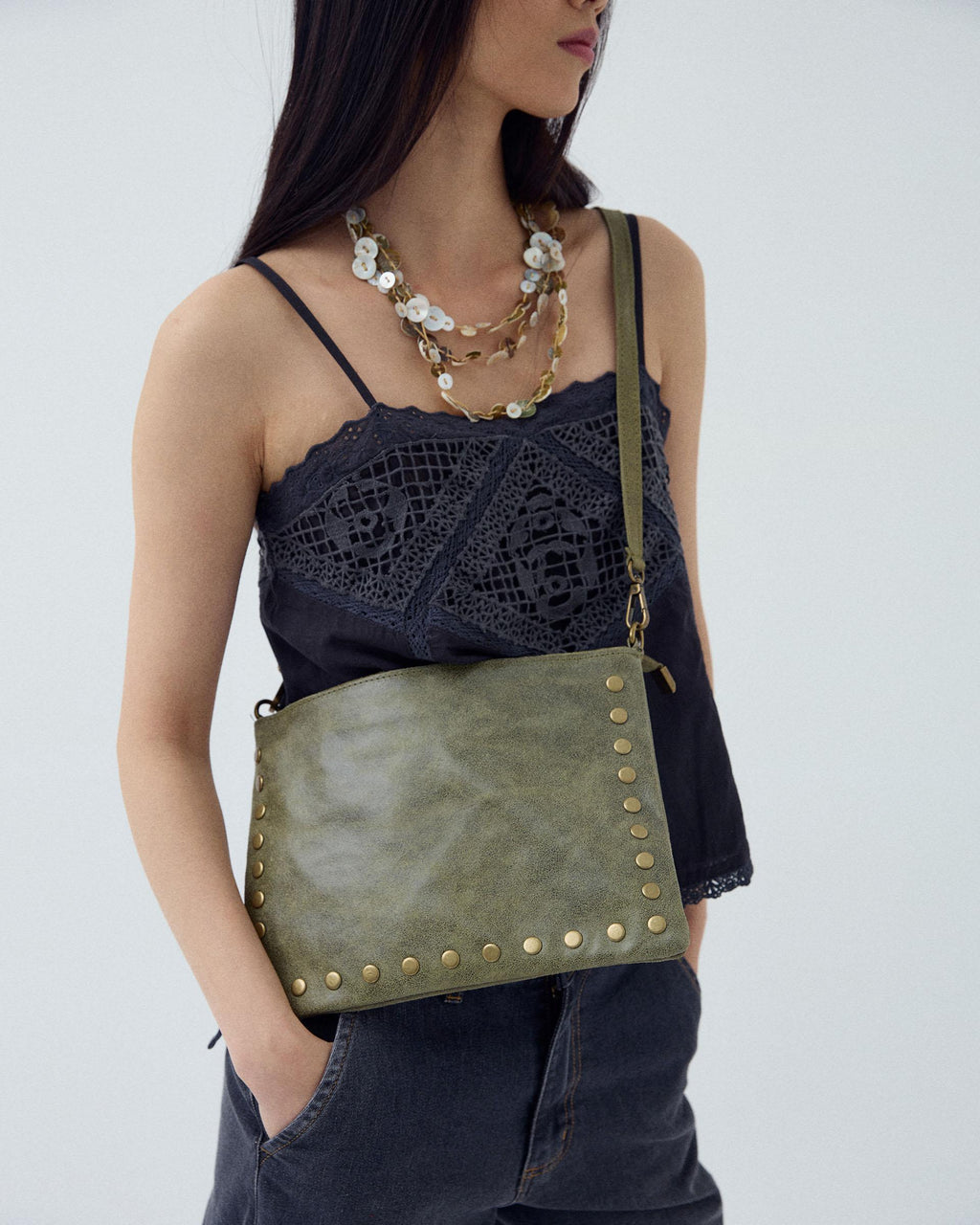 Bolso Mini Tachuelas Verde