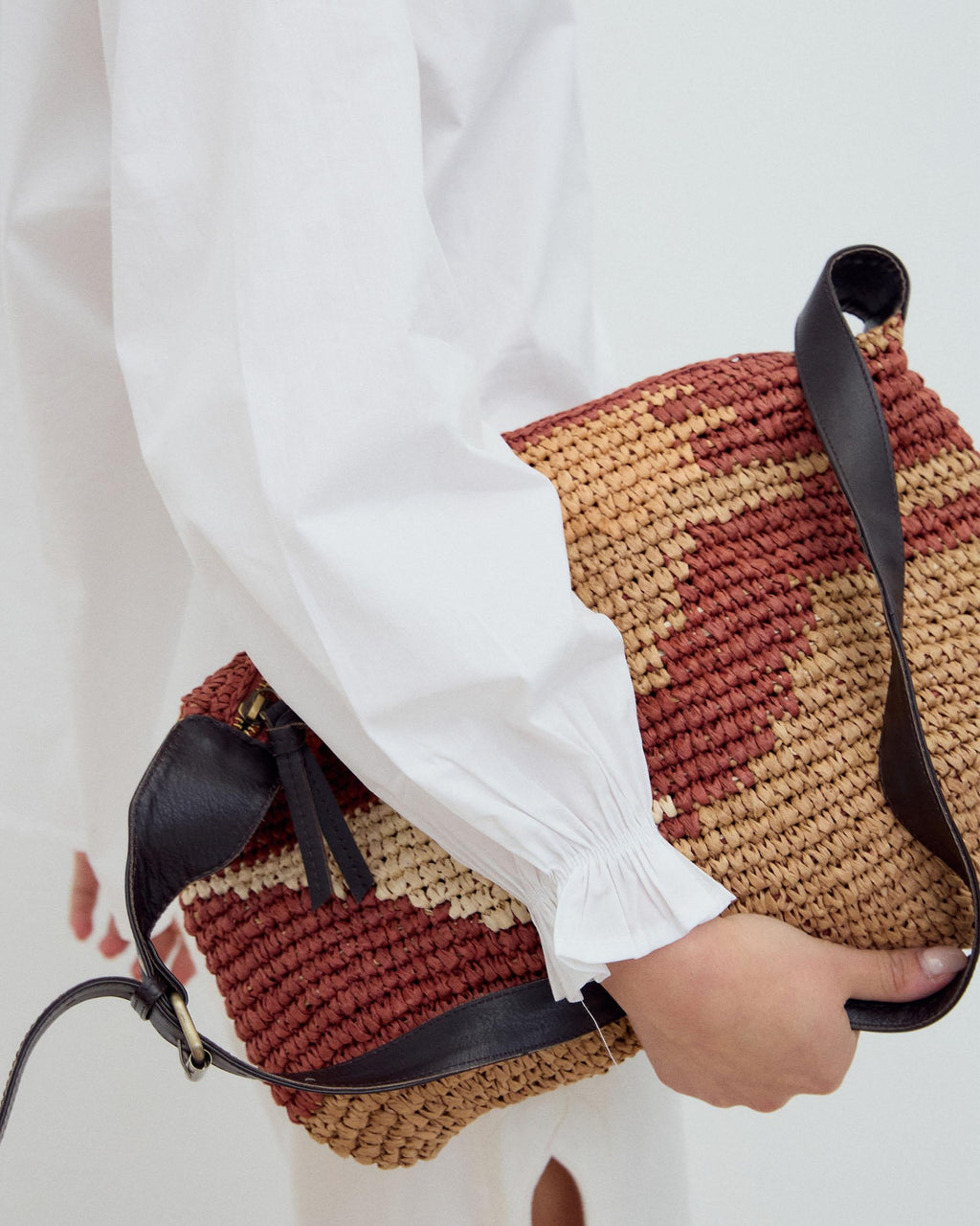 Bolso Rafia Estampado Teja