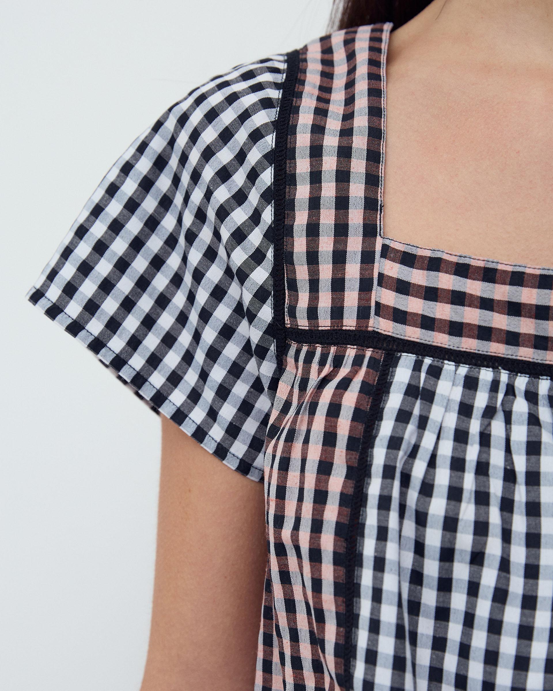 Blusa Cuadros Vichy Contraste Negro