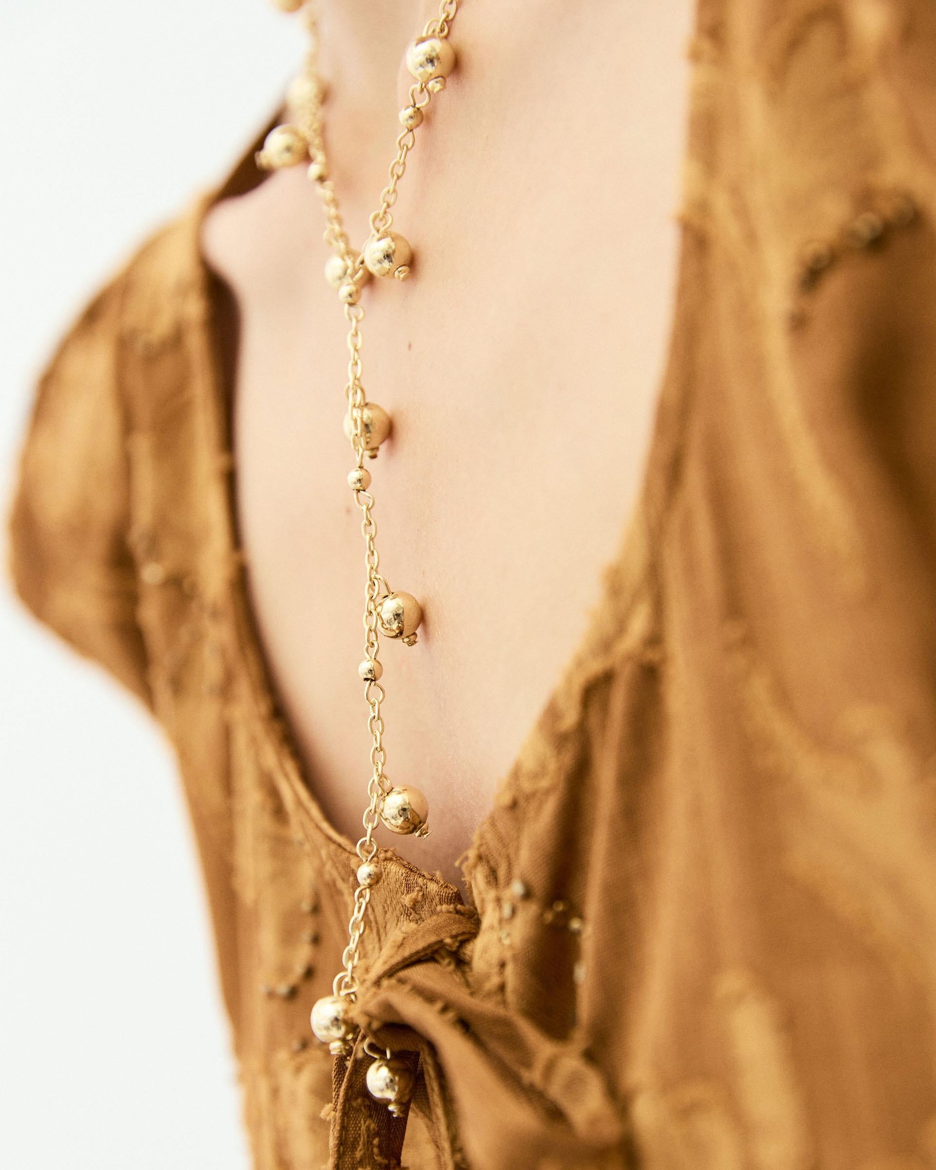 Collar Corbatero Bolitas Oro