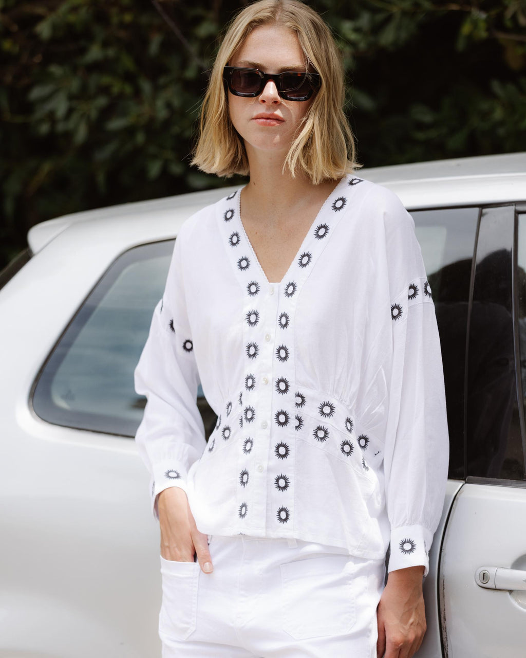 Blusa Bordados Blanca