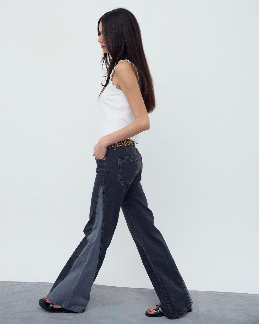 Jeans Cuñas Lateral Negro