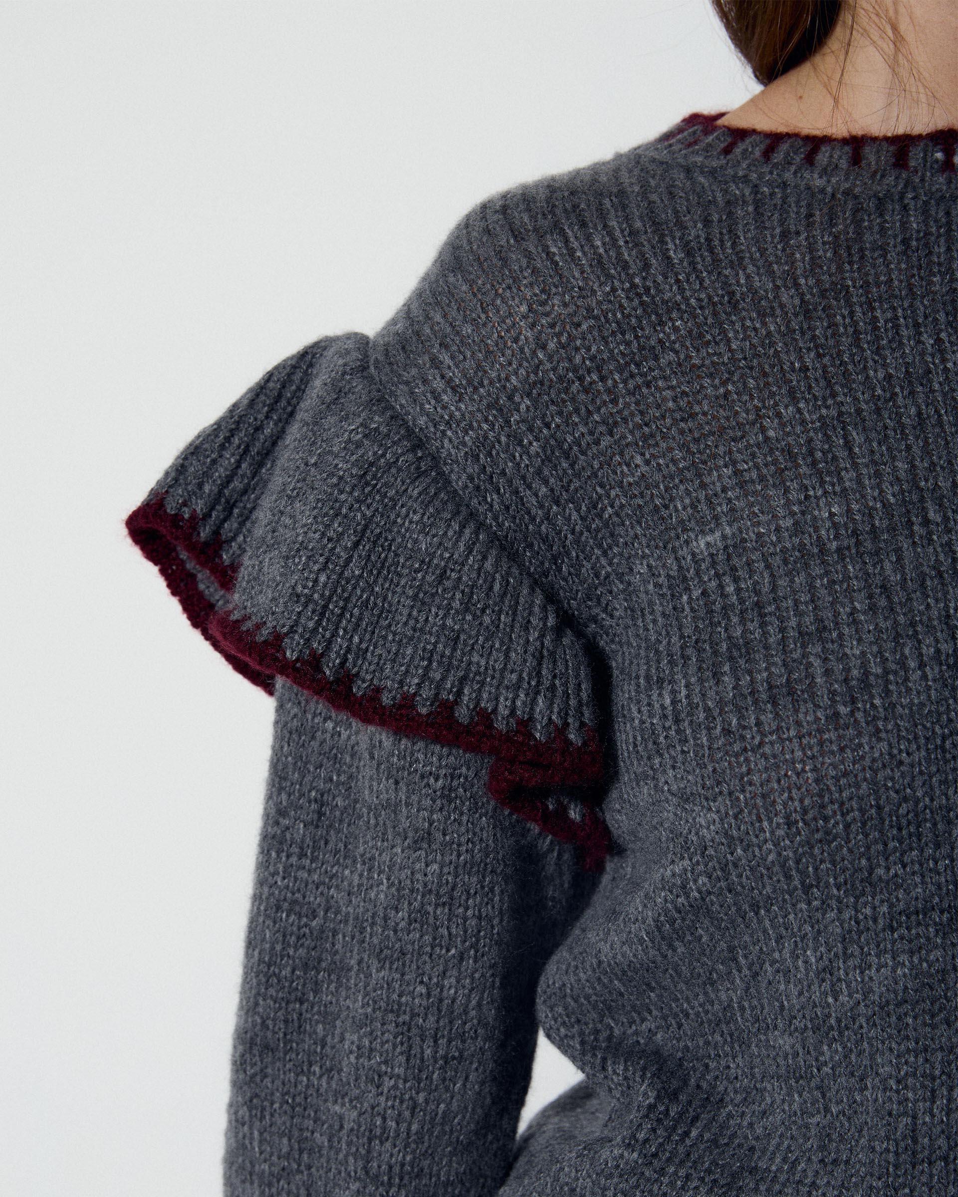 Jersey Volantes Laterales Pespuntes Gris