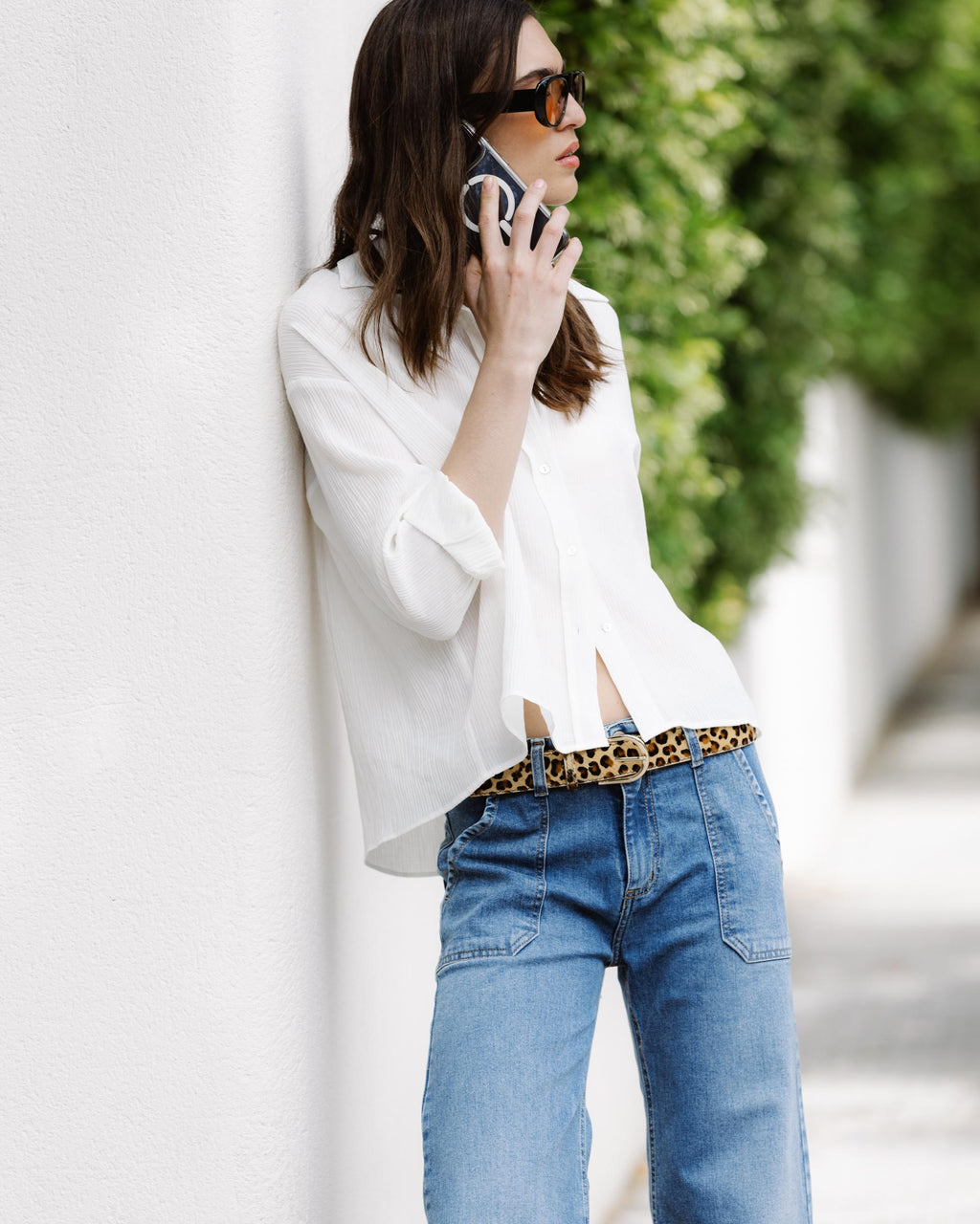 Camisa Tejido Plisado Blanca