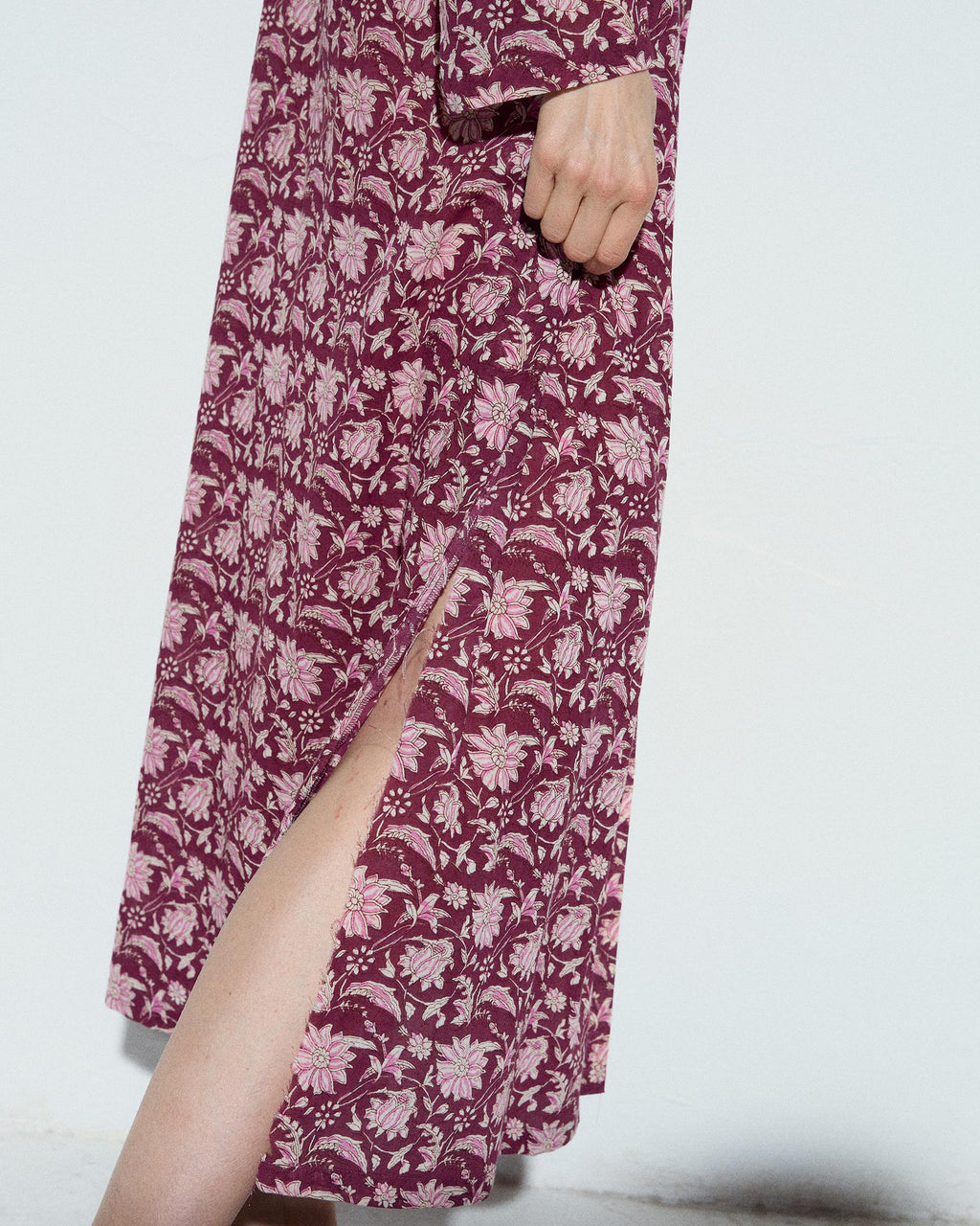Vestido Camisero Estampado Floral Granate