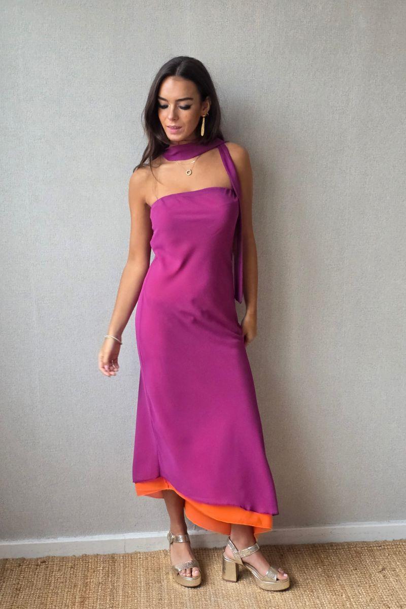 Vestido reversible buganvilla/naranja