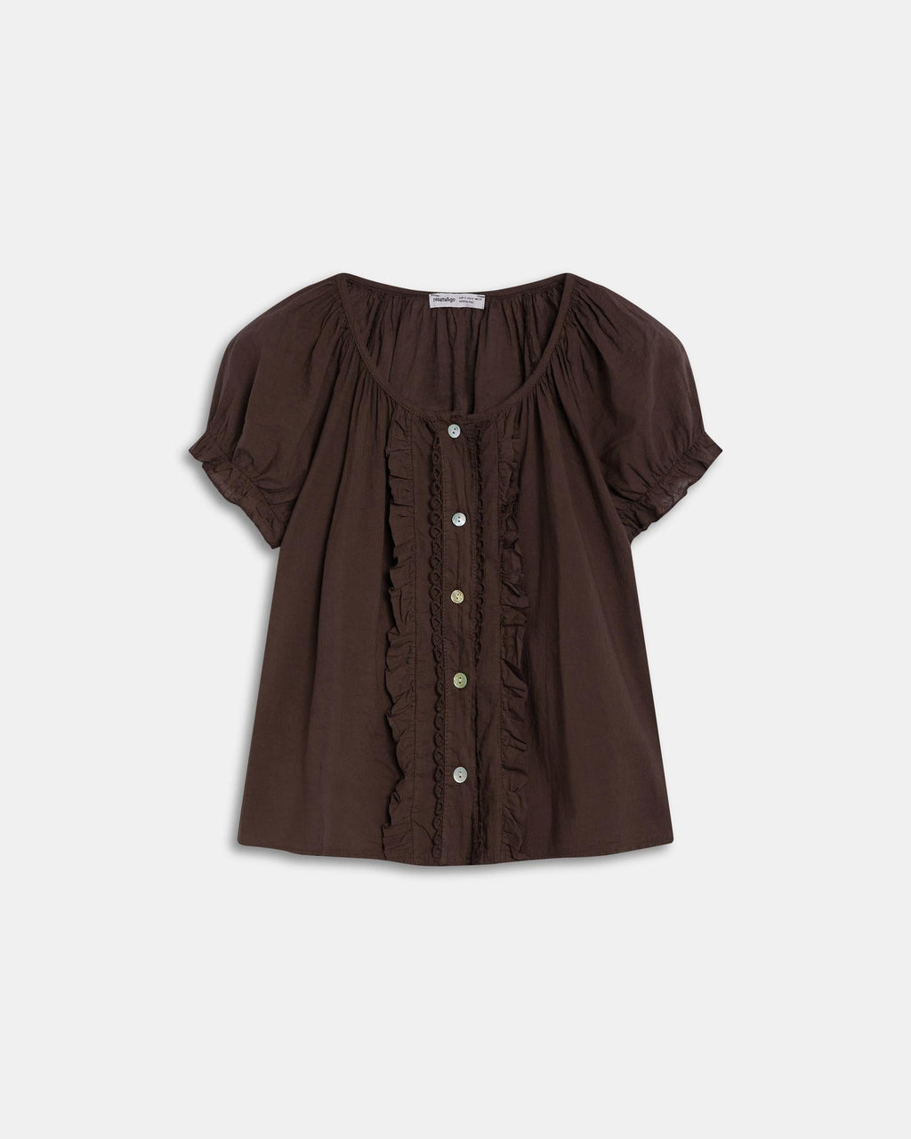 Blusa Botones Volantes Ondas Marrón