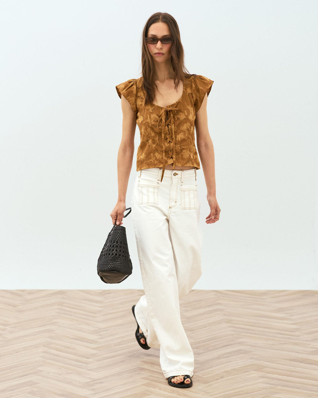 Jeans Bordado Sol Blanco