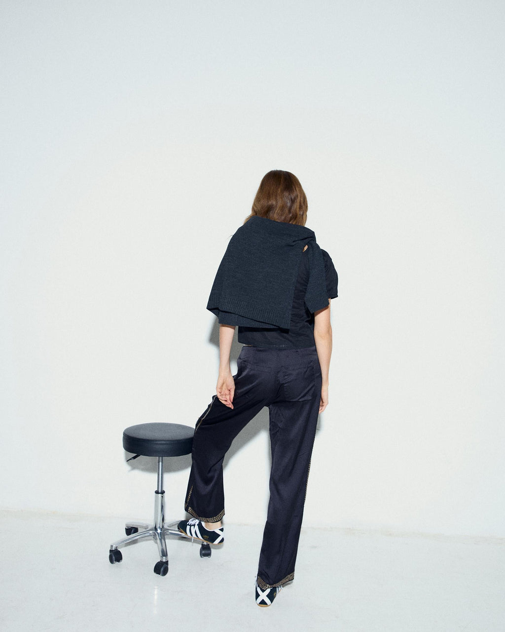 Pantalón Satinado Lentejuelas Negro