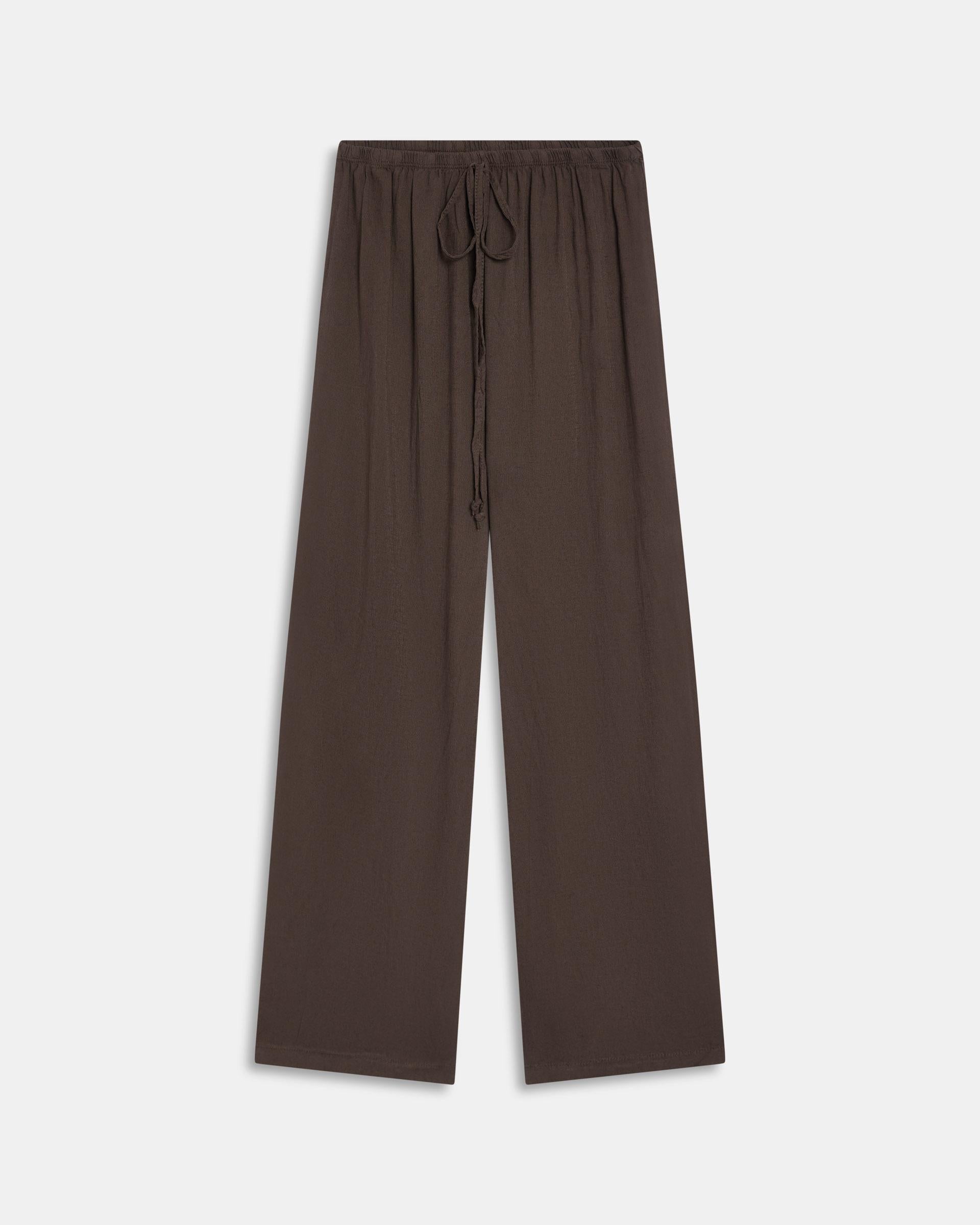 Pantalón Ancho Lino Marrón