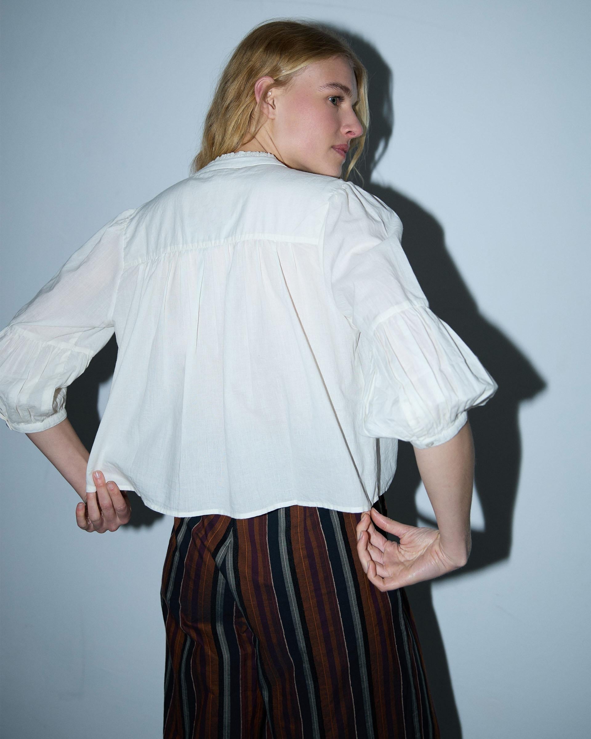 Blusa Jaretas Abalorios Blanca