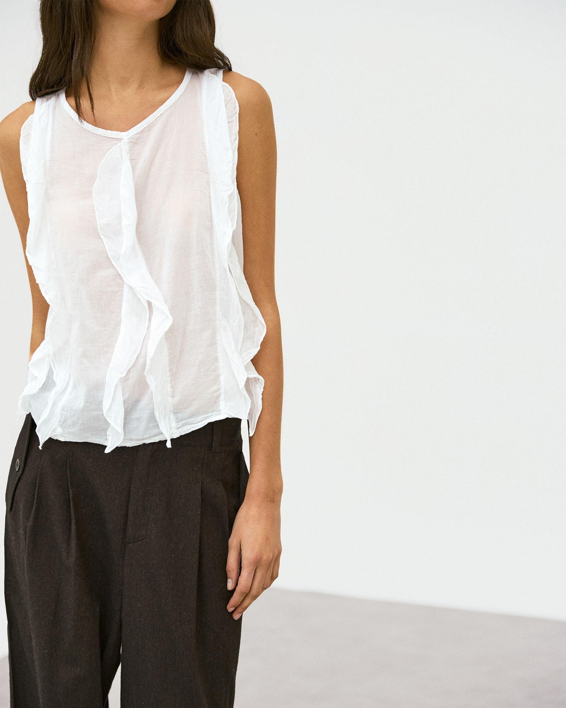 Blusa Volantes Delanteros Blanca