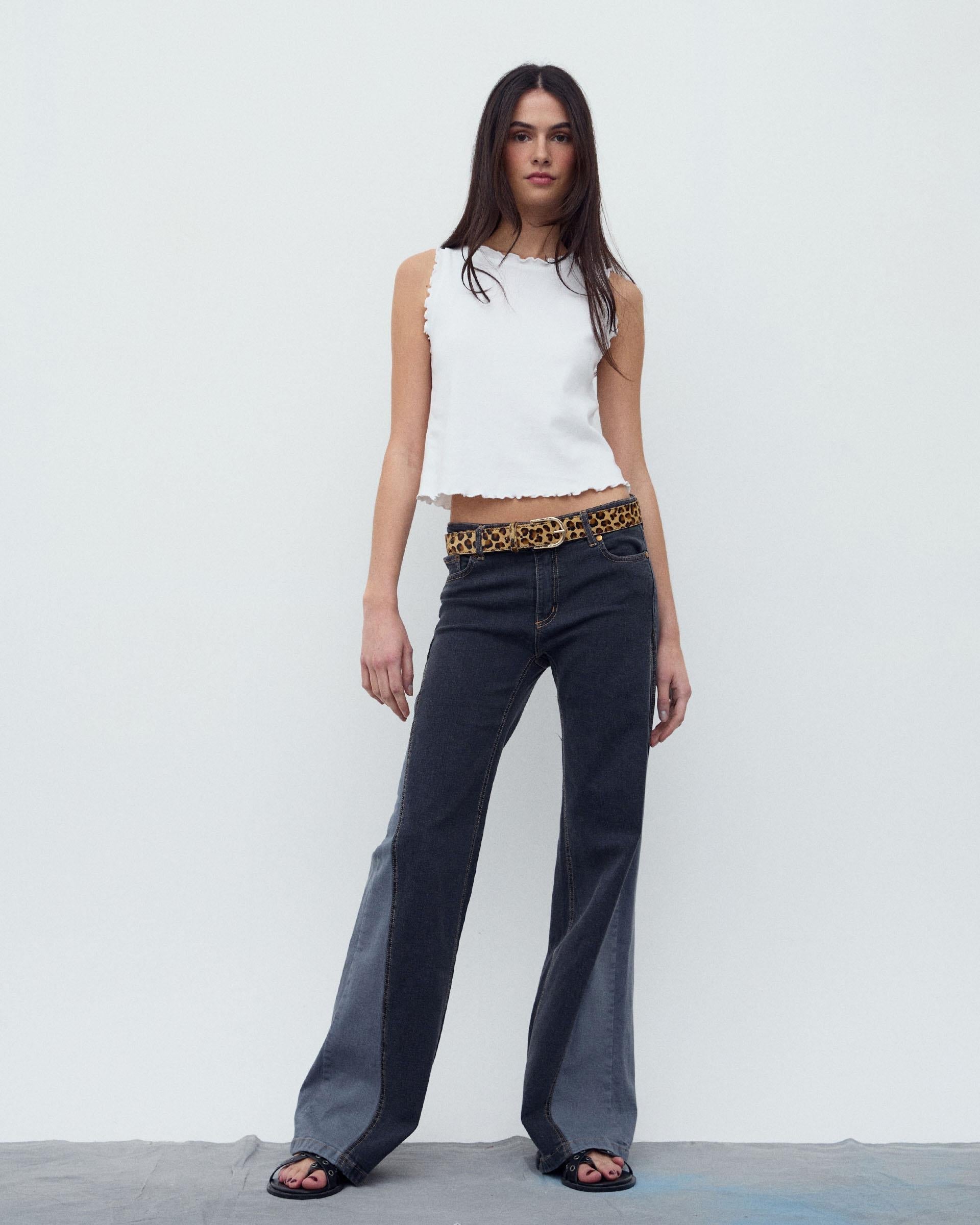 Jeans Cuñas Lateral Negro
