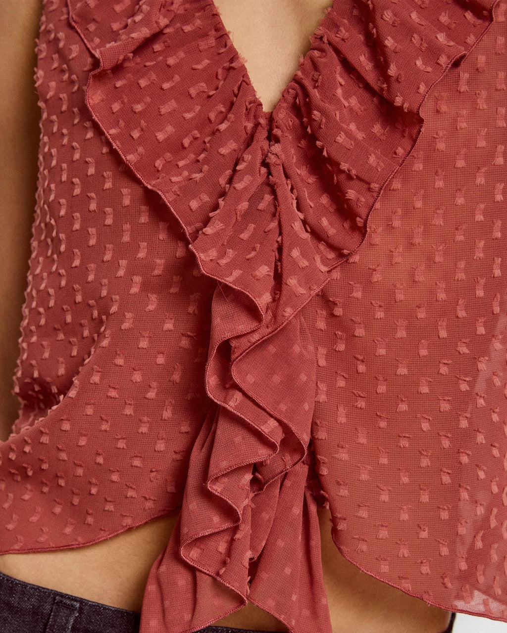 Top Plumeti Volantes Rosa