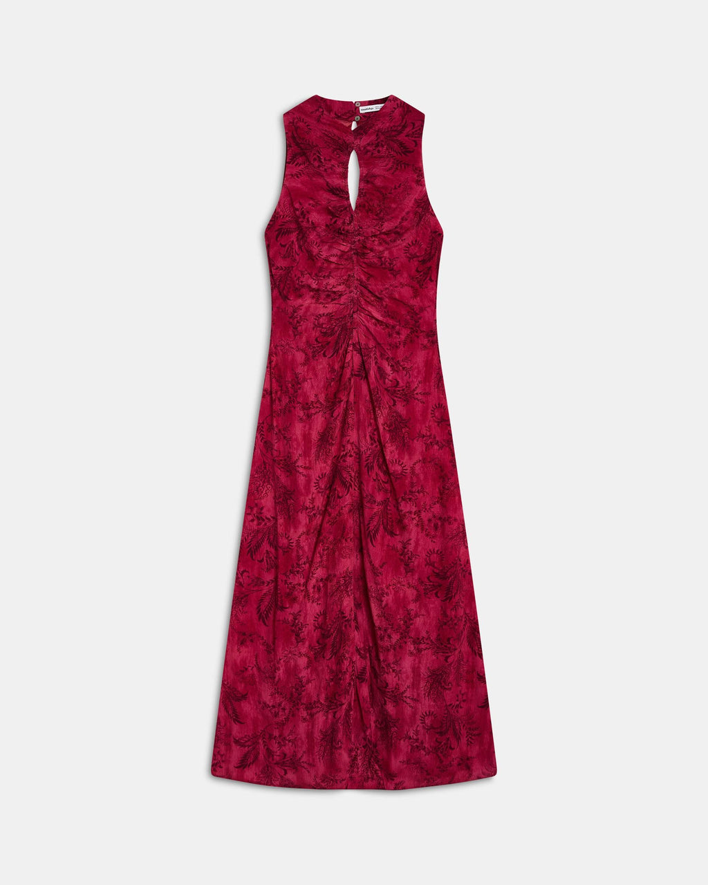 Vestido Fruncido Delantero Estampado Fucsia