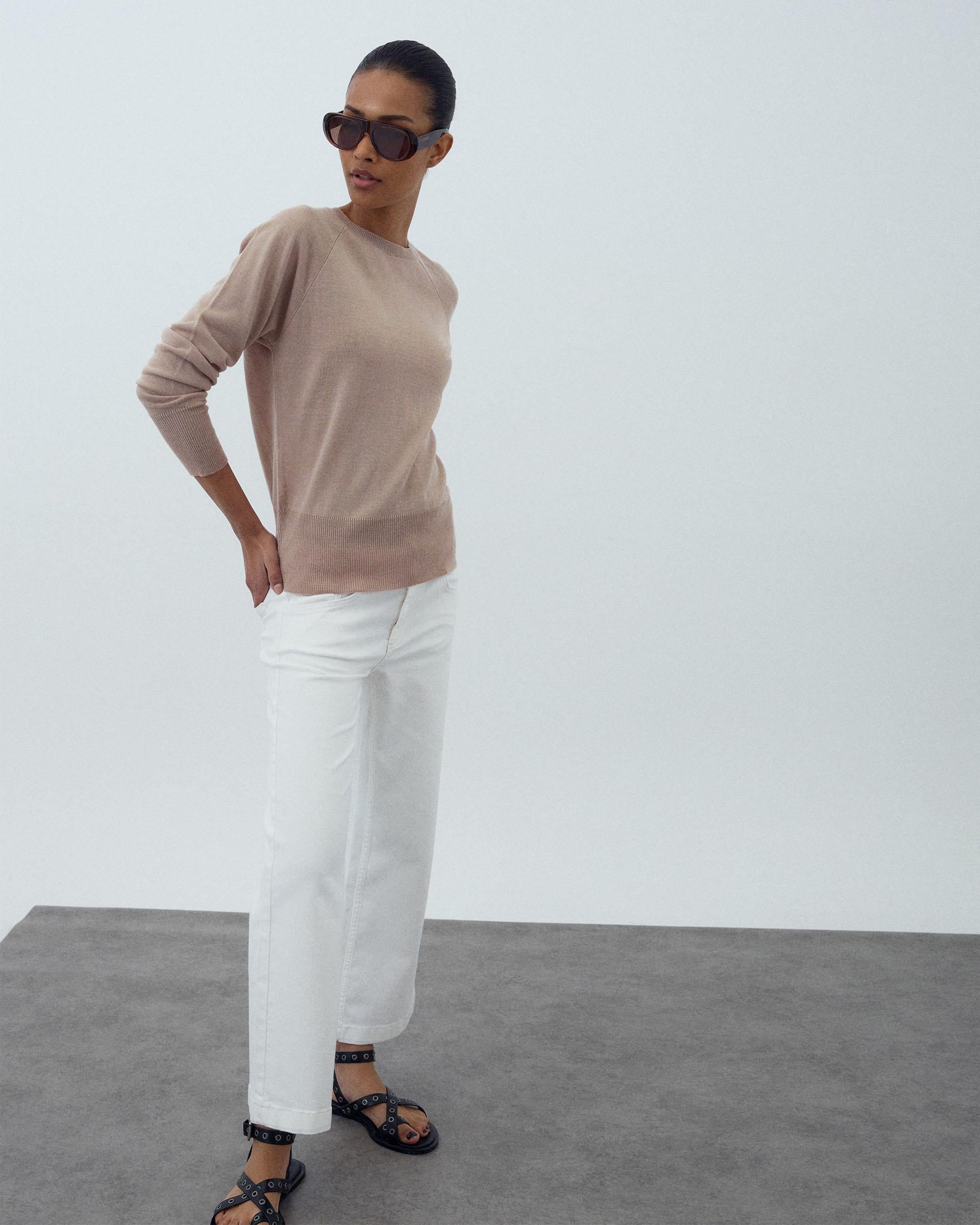 Jeans Bordado Floral Blanco