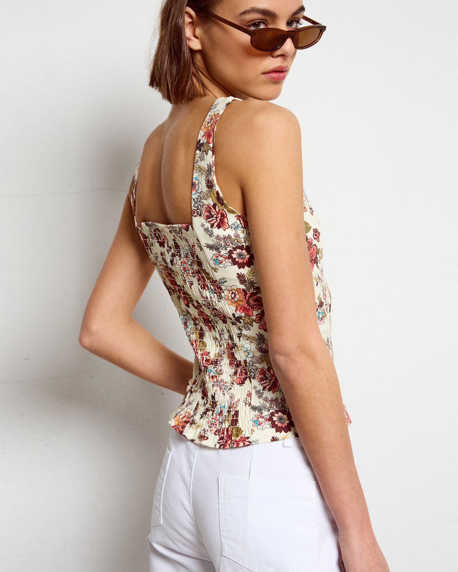 Top Corsetero Estampado Floral Multicolor