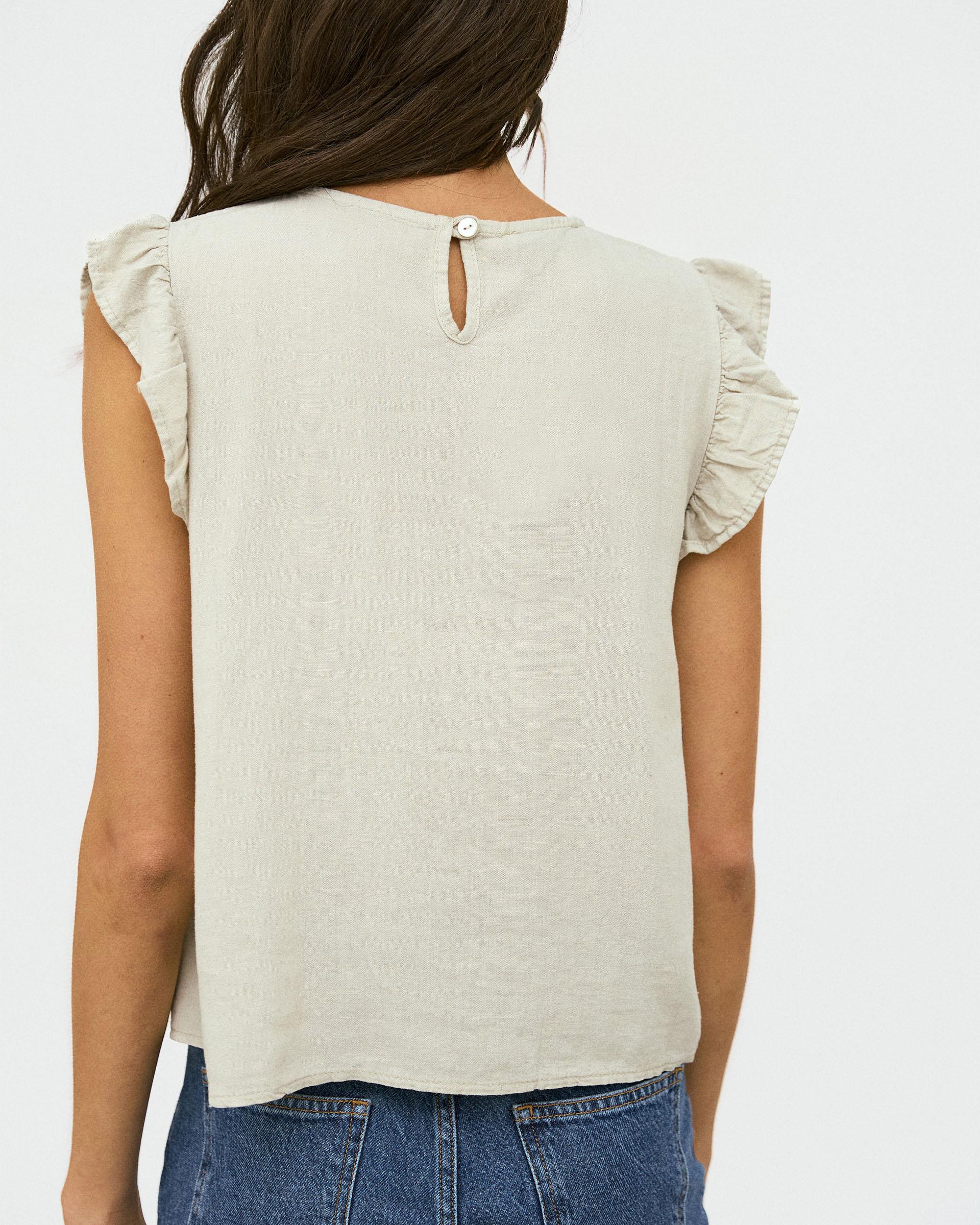 Blusa Volantes Mangas Beige
