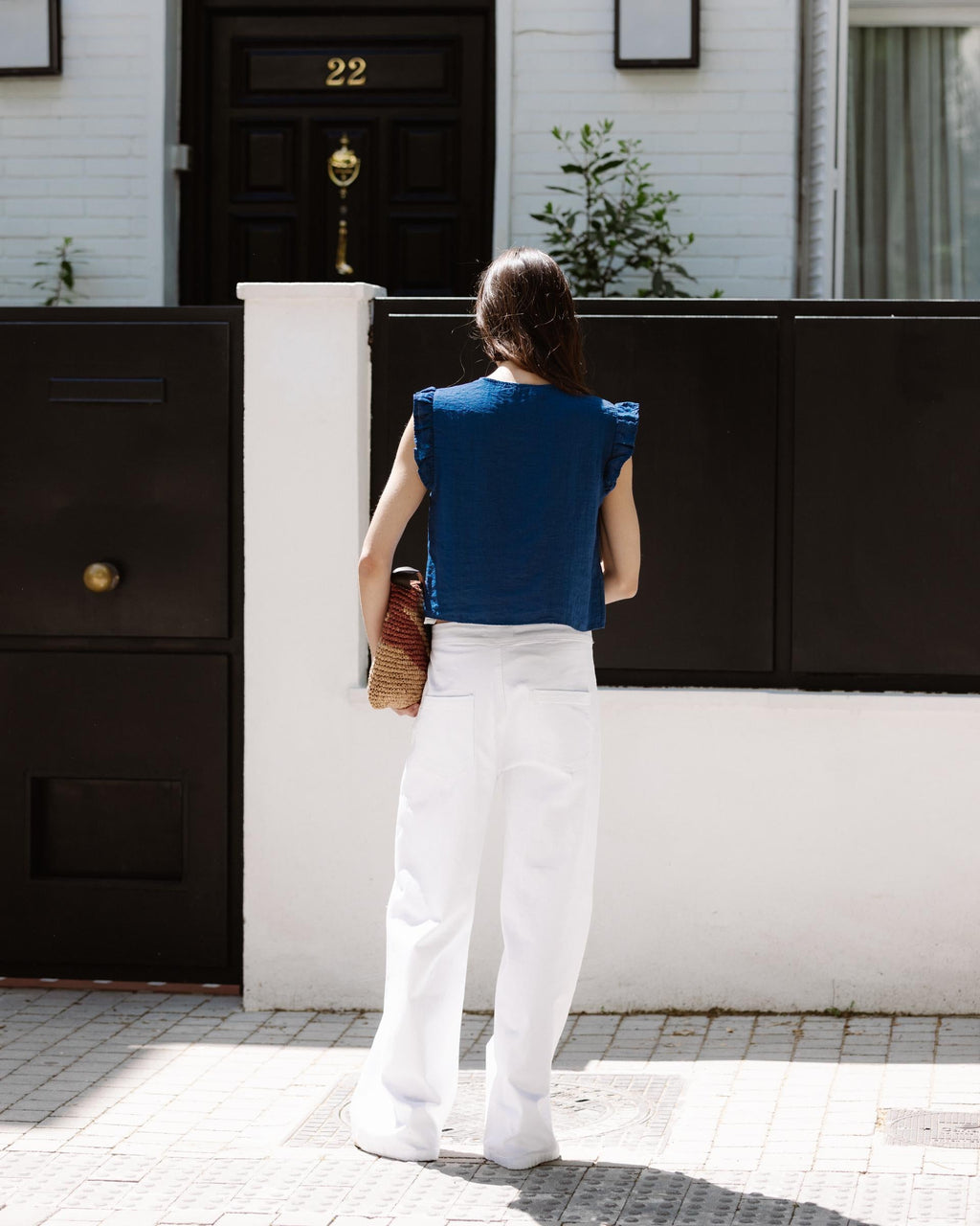 Jeans Cinturilla Pieza Botones Blanco