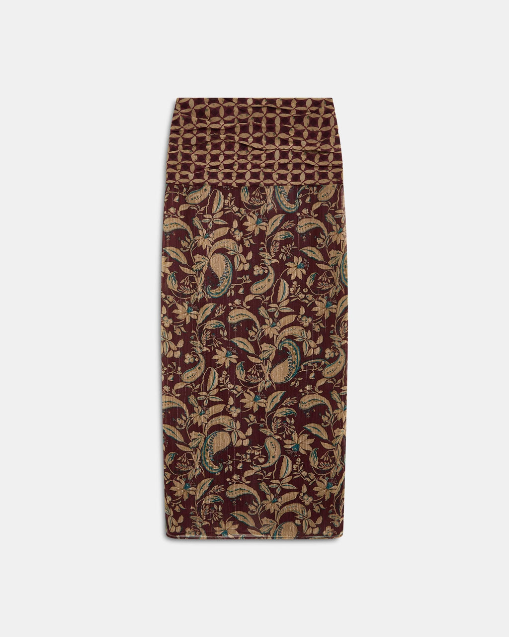 Falda Estampado Floral Y Geometrico Marrón