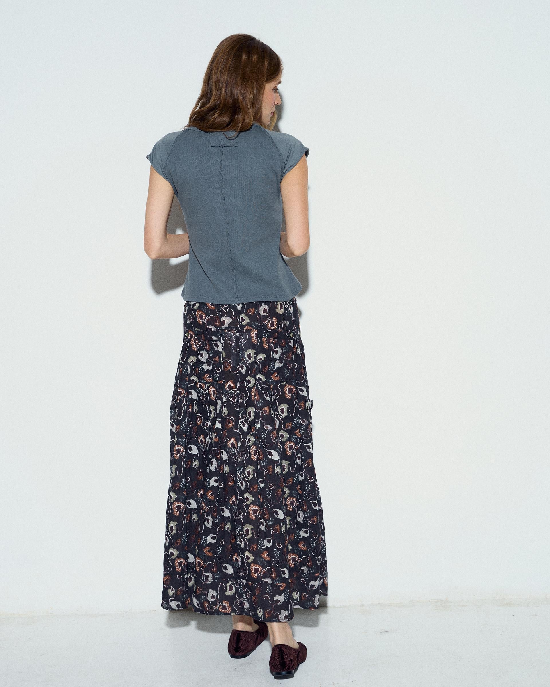 Falda Bolsillos Cargo Estampado Floral Antracita
