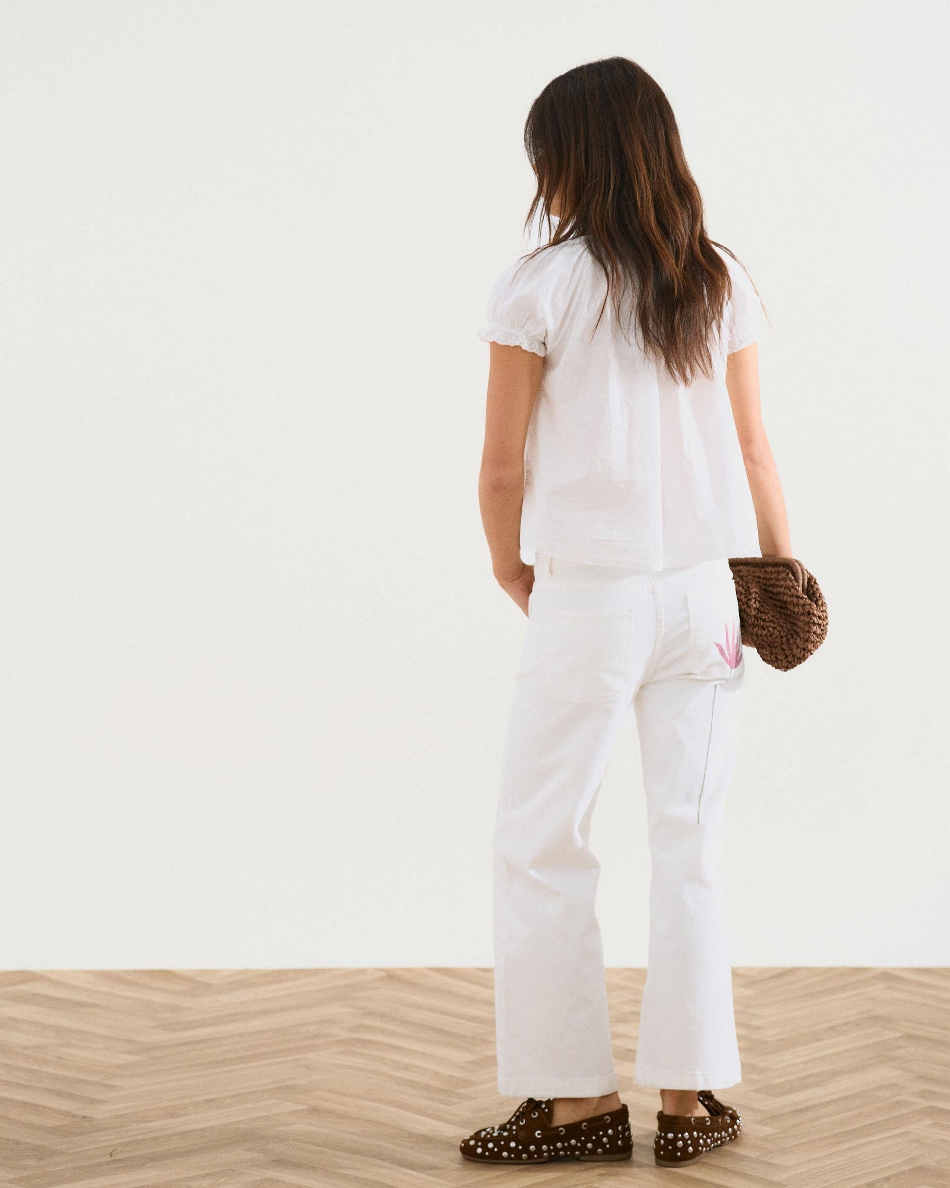 Blusa Botones Volantes Ondas Blanca