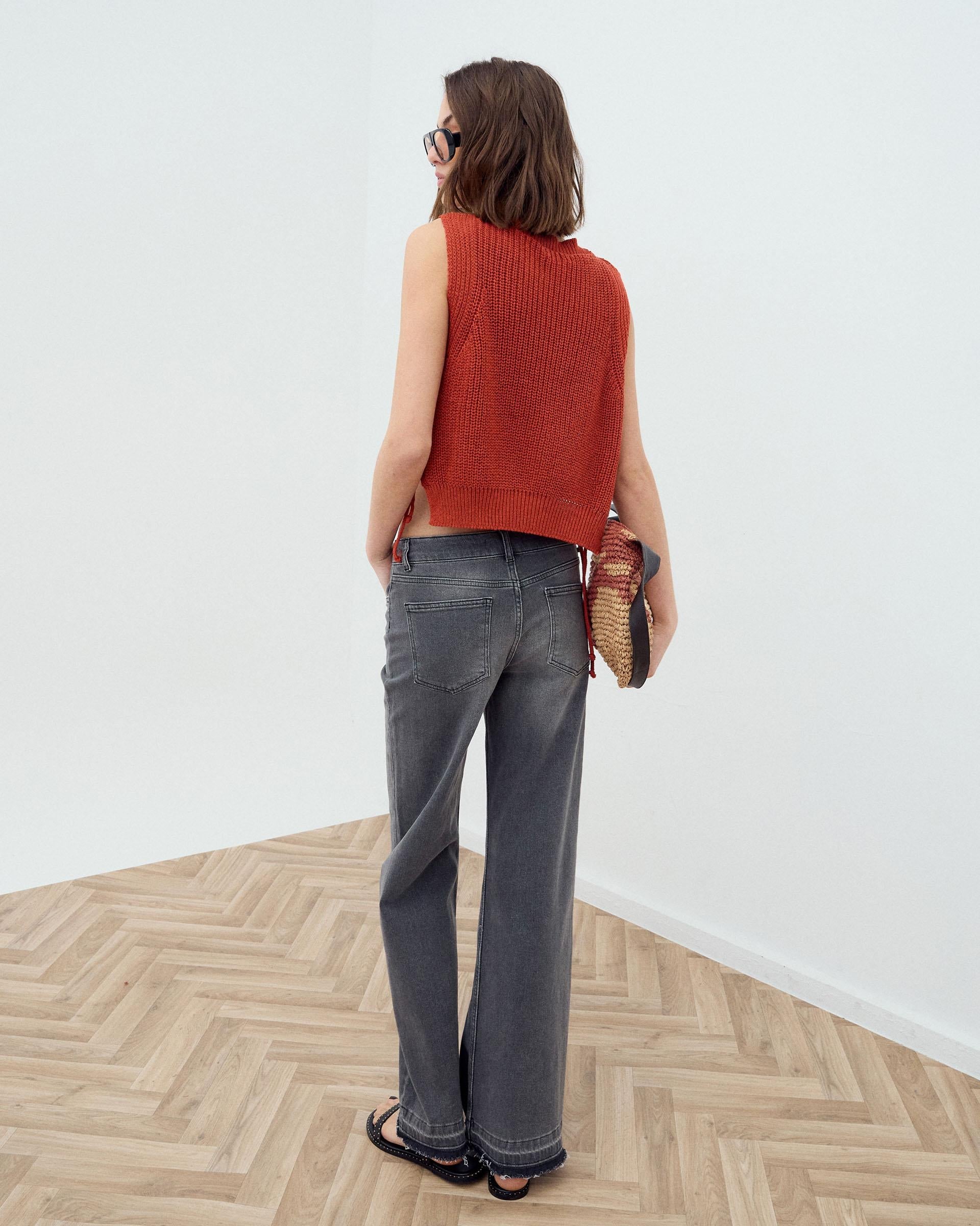 Jeans Costura Delantera Antracita