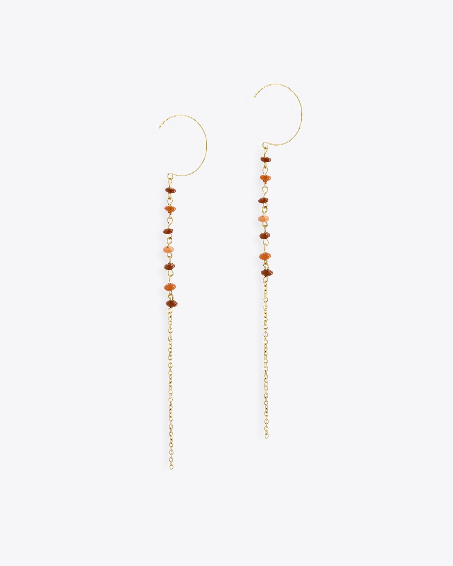 Pendientes Gancho Tira Bolitas Naranja