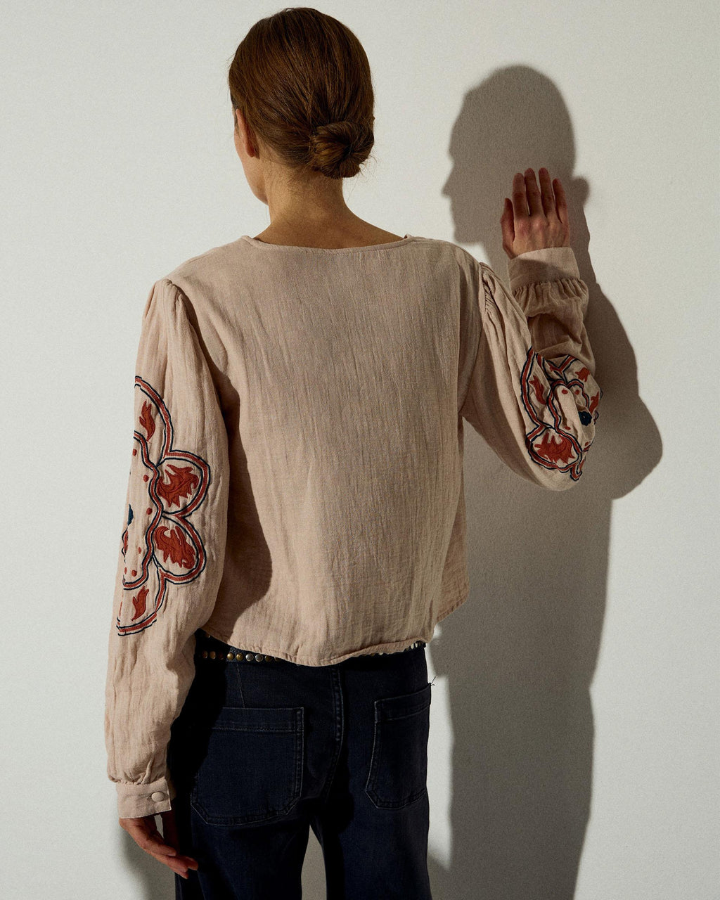Sobrecamisa Bordados Étnicos Rosa Palo
