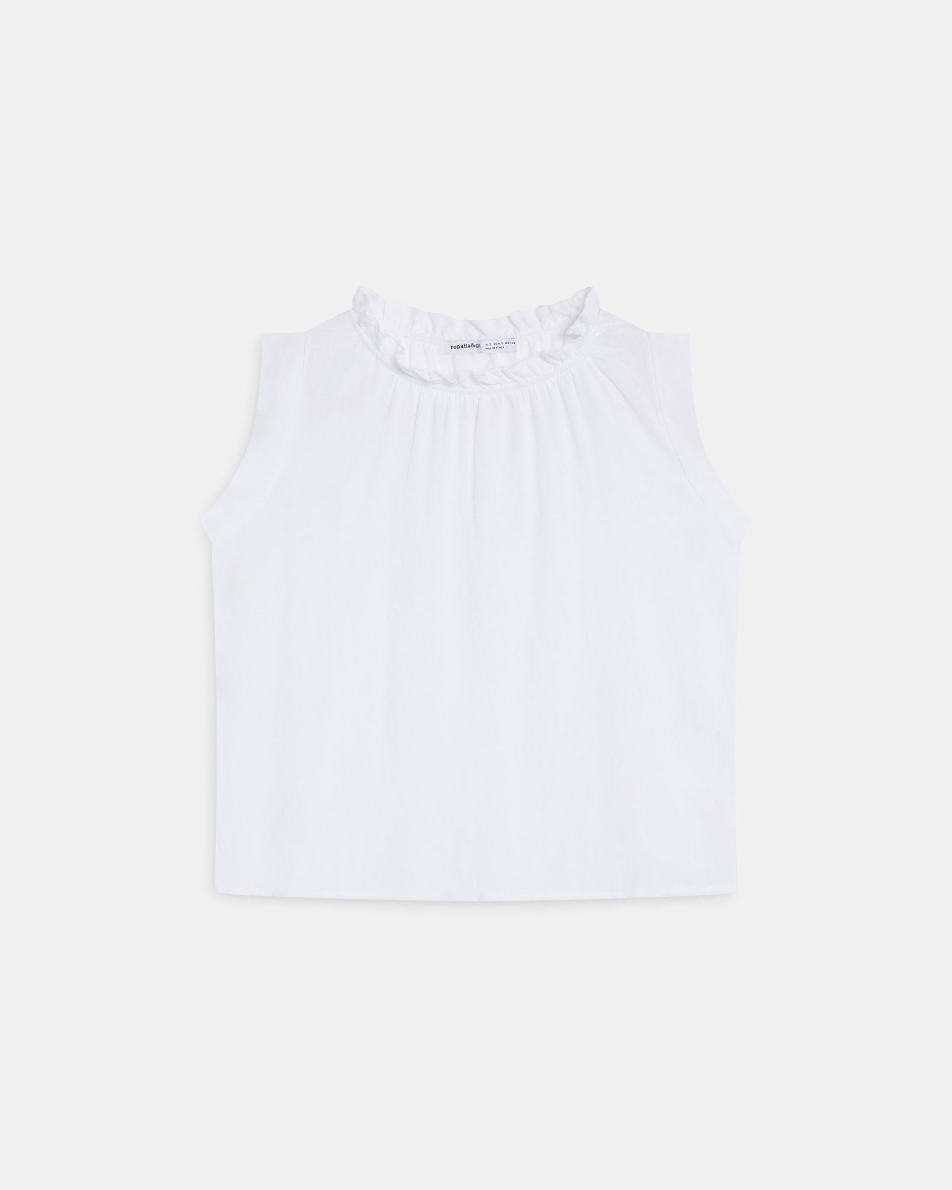 Blusa Sin Mangas Cuello Volante Blanca