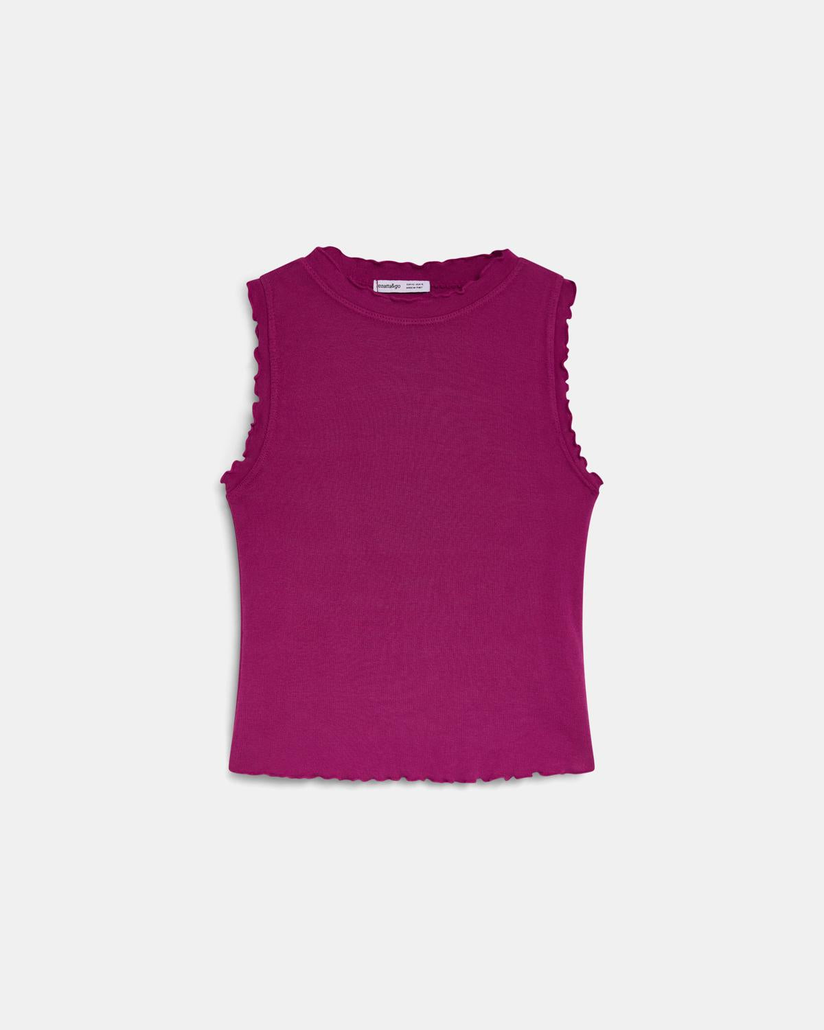Camiseta Ribetes Ondulados Fucsia