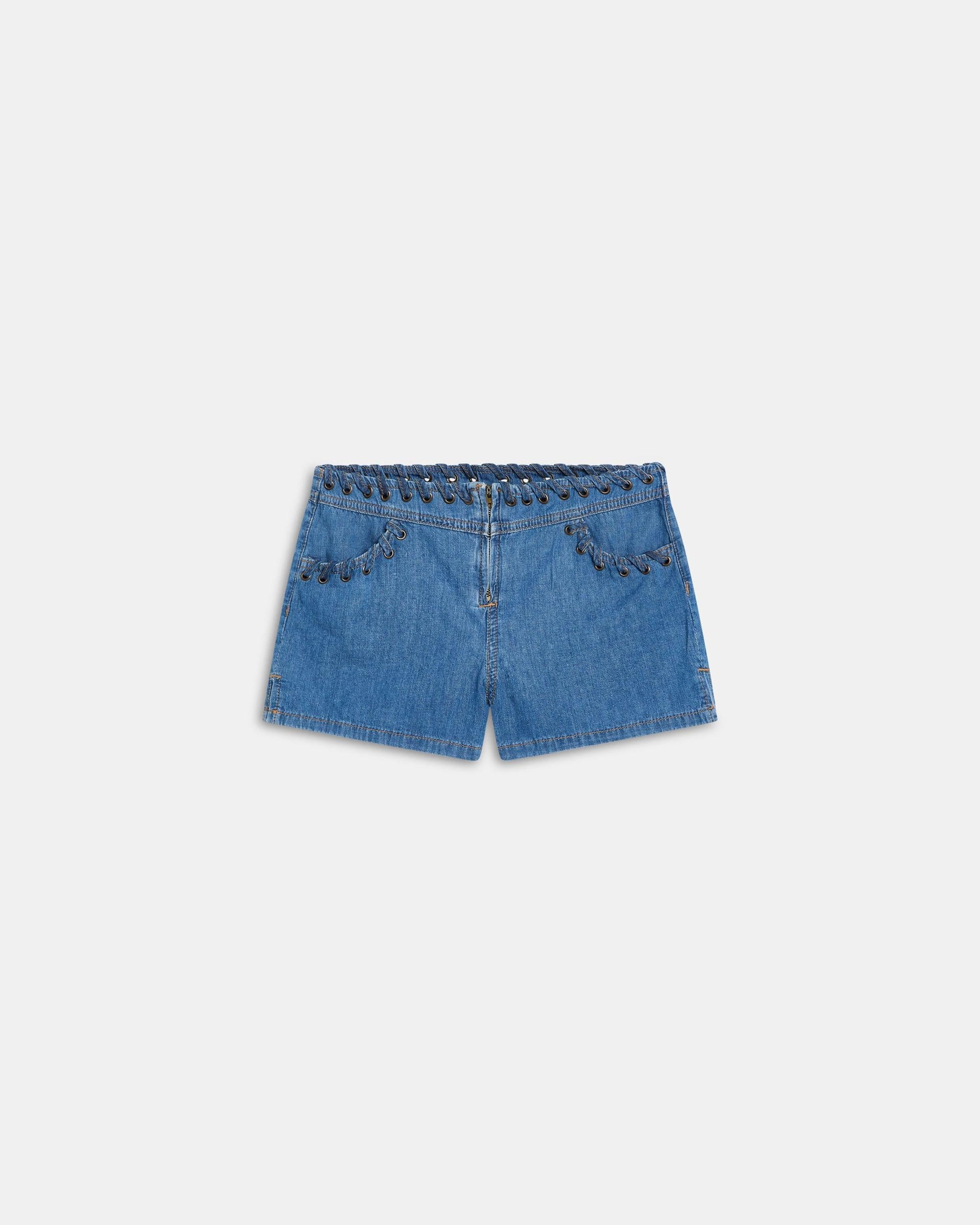 Shorts Pespuntes Azul