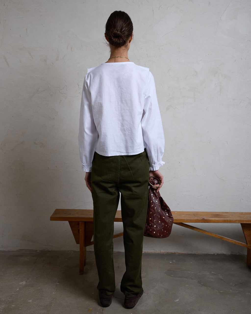 Jeans Bolsillos Ribeteados Verde Oscuro