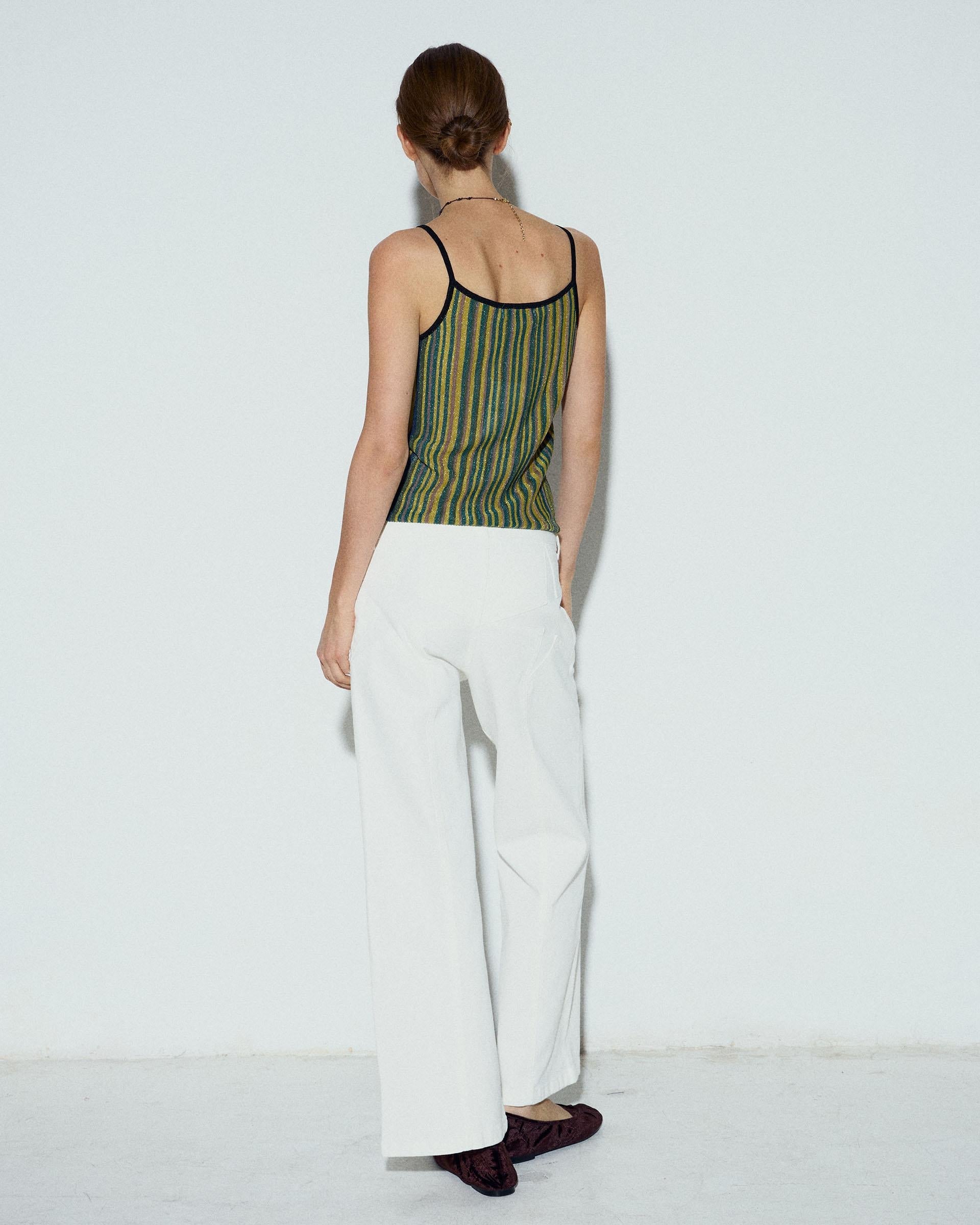 Top Rayas Colores Lurex Verde