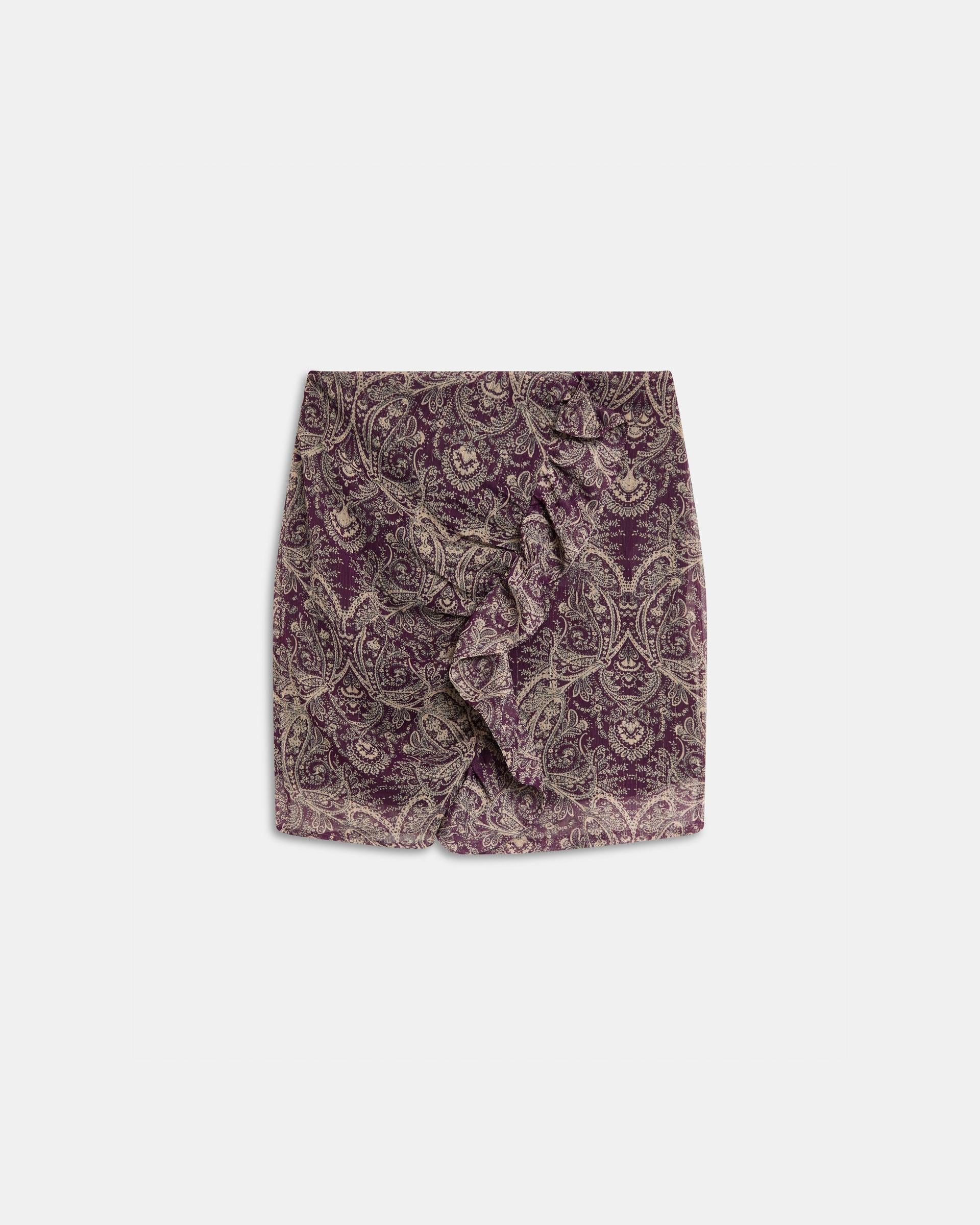 Minifalda Volante Estampado Morado