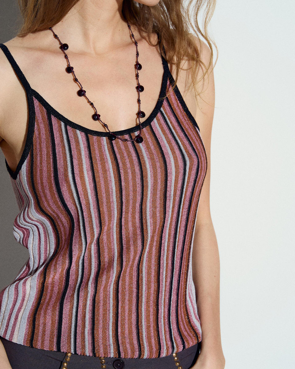 Top Rayas Colores Lurex Rosa