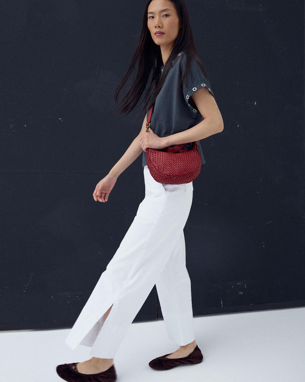 Jeans Dobladillo Abertura Blanco