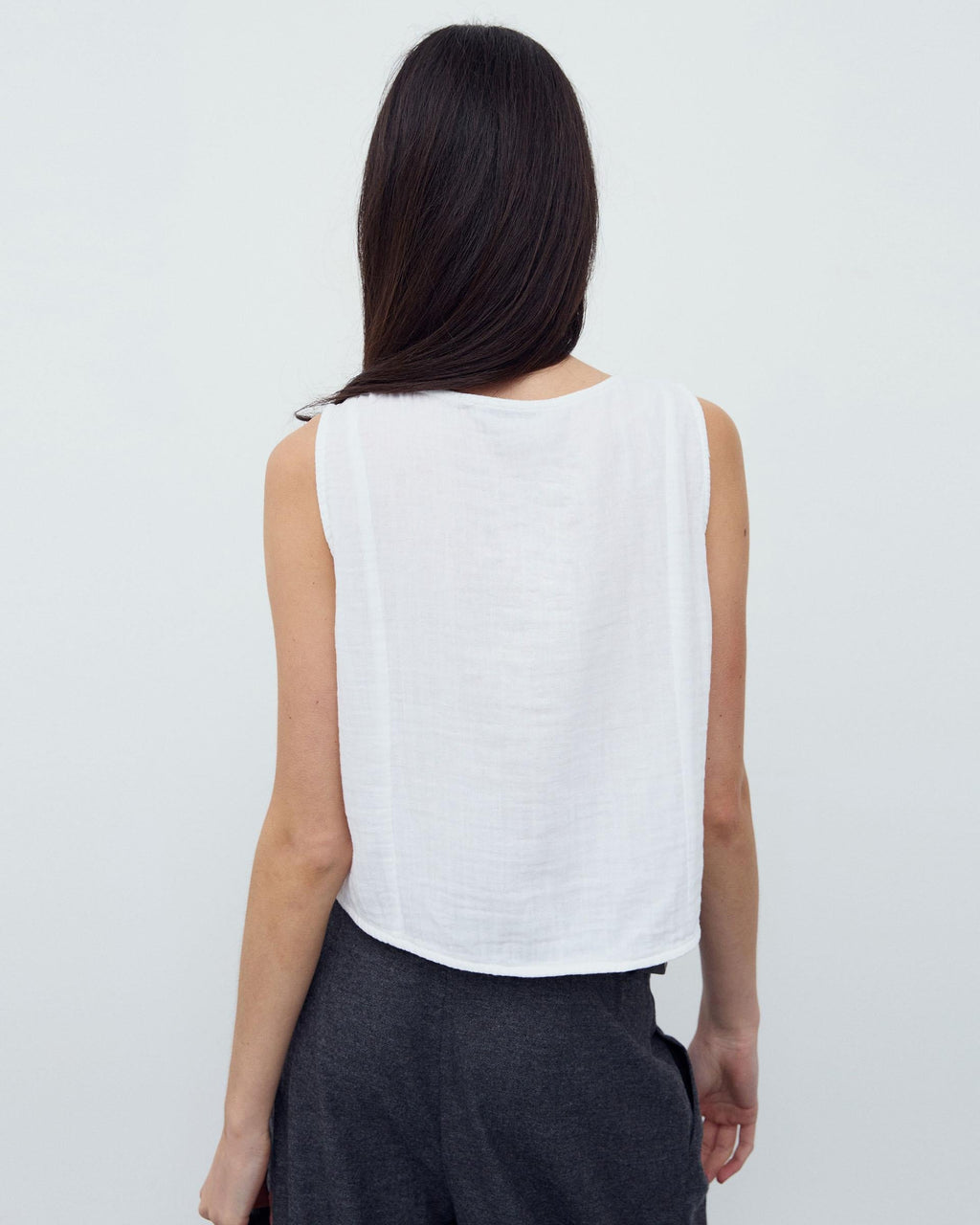 Top Botones Forrados Blanco
