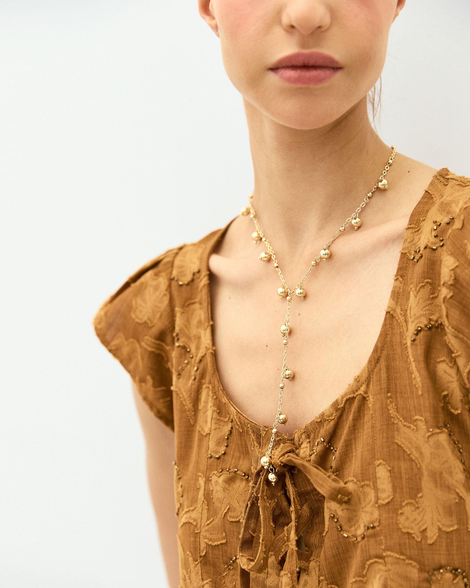 Collar Corbatero Bolitas Oro