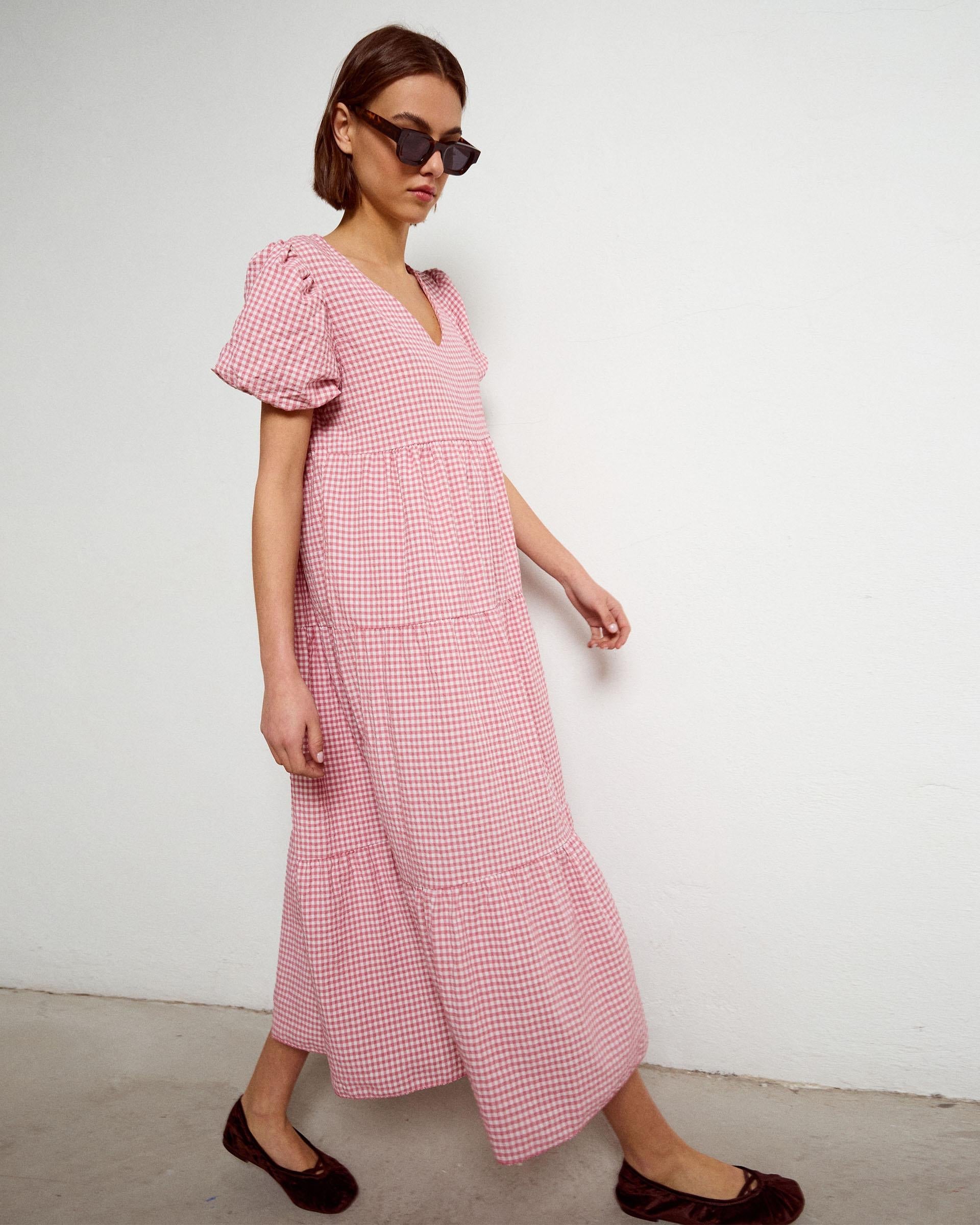 Vestido Largo Cortes Rosa