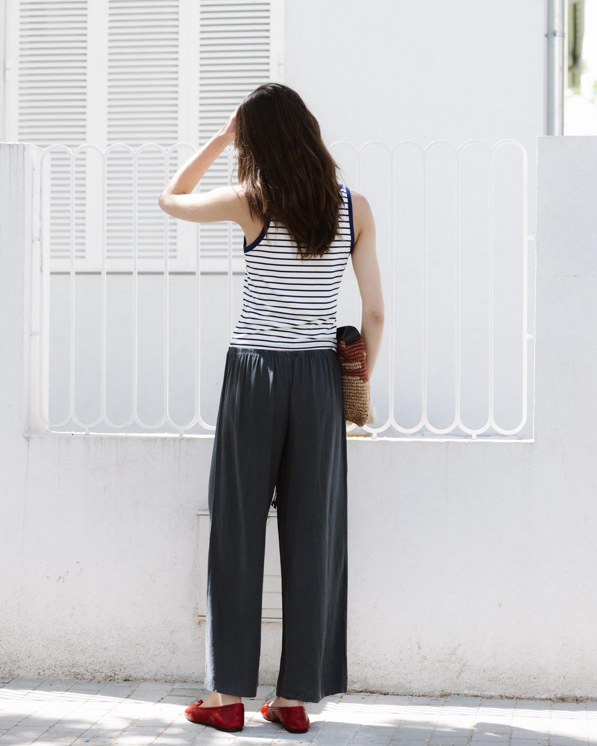 Pantalón Ancho Lino Antracita