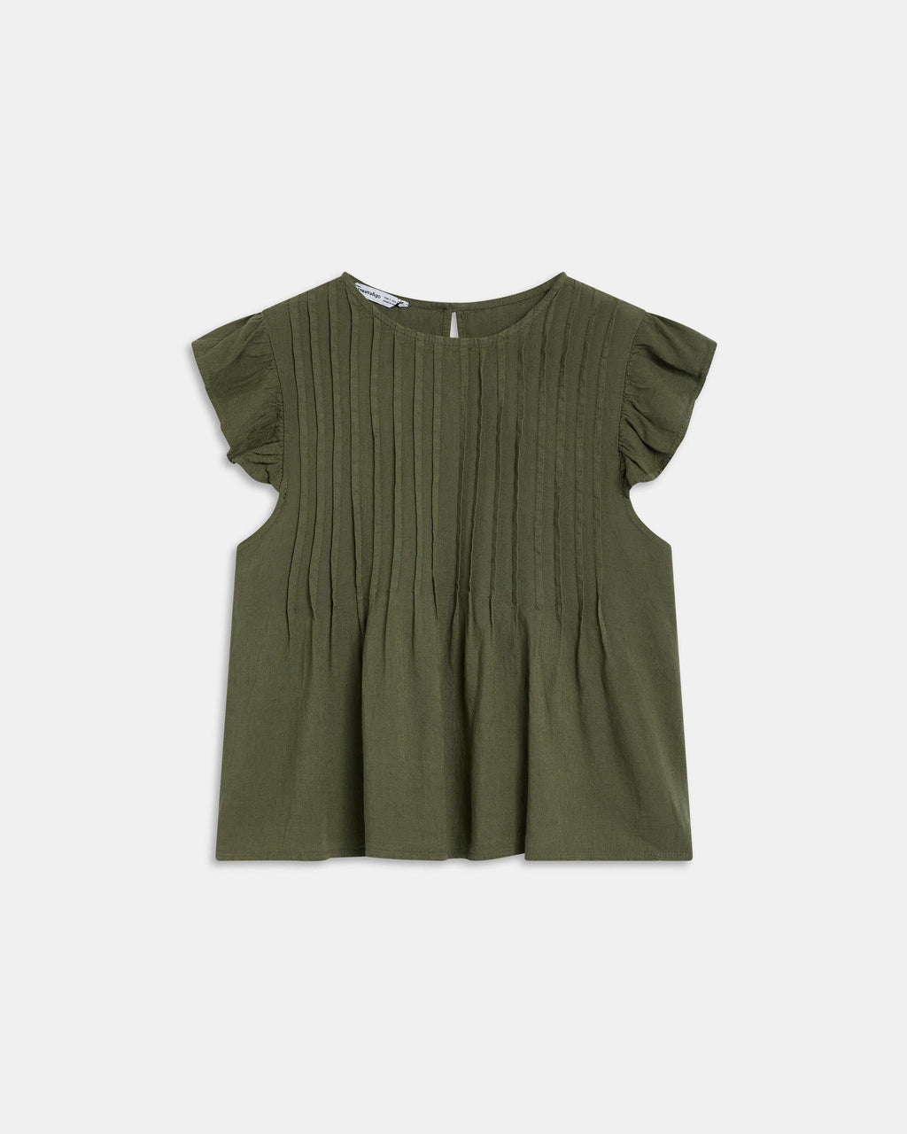 Blusa Jaretas Con Lino Verde Oscuro